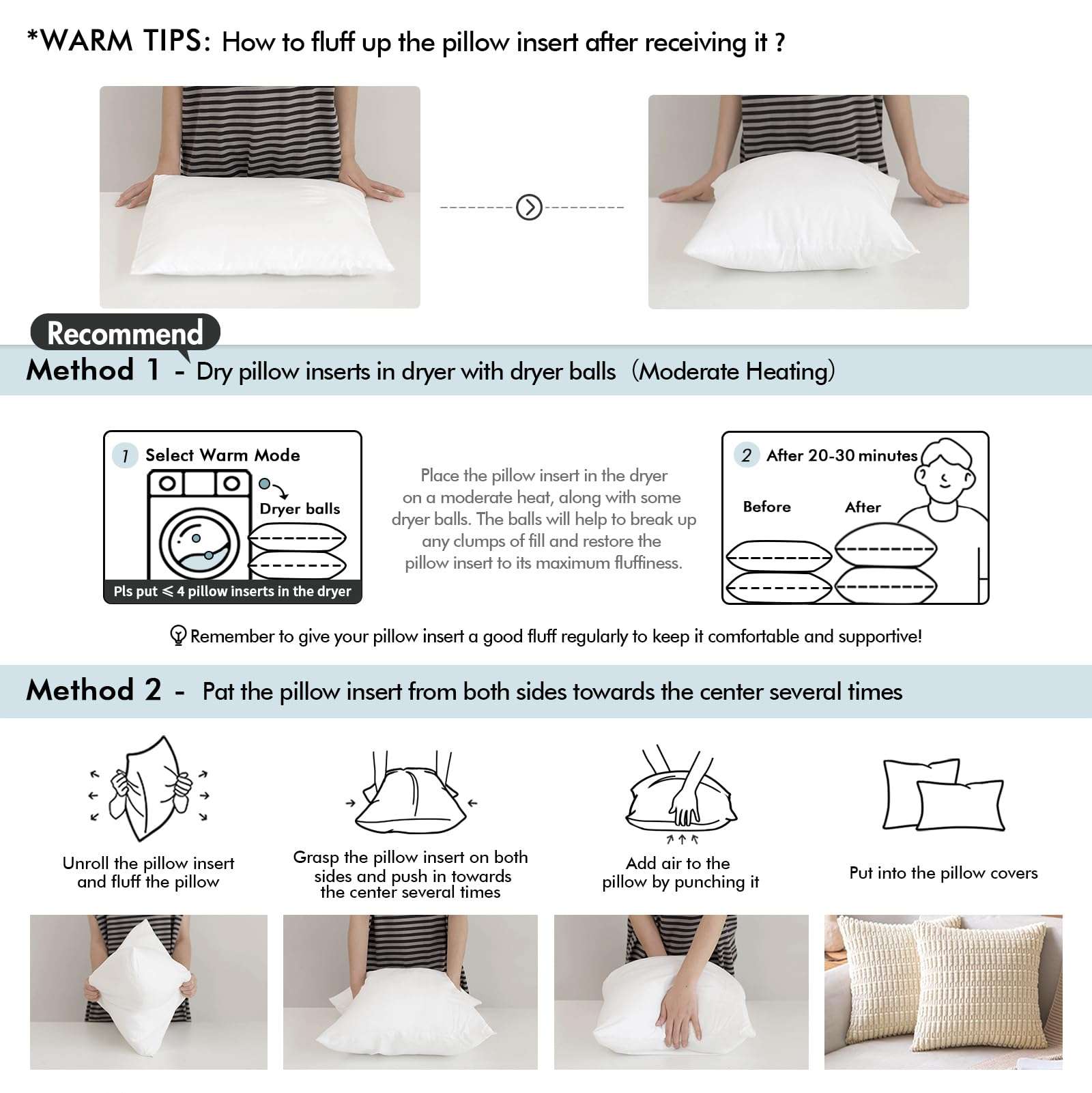 MIULEE Throw Pillow Insert Premium Pillow Stuffer Sham Rectangle for Decorative Cushion Bed Couch Sofa 12x20 Inch - Image 6
