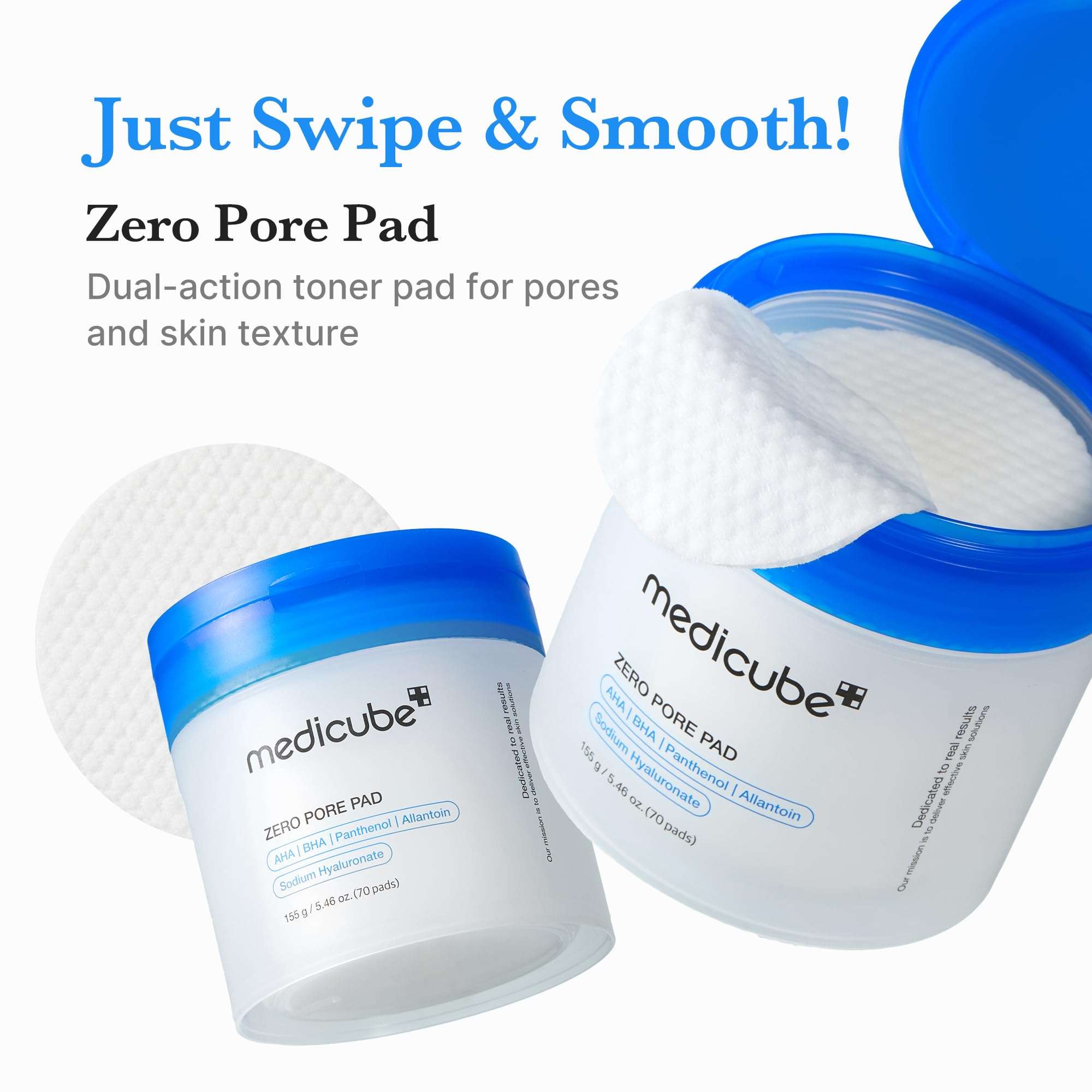 Medicube Zero Pore Pads 2.0, Dual-Textured Facial Toner Pads for Exfoliation and Pore Care with 4.5% AHA Lactic Acid & 0.45% BHA Salicylic Acid, Ideal for All Skin Types, Korean Skin Care (70 units) - Image 3