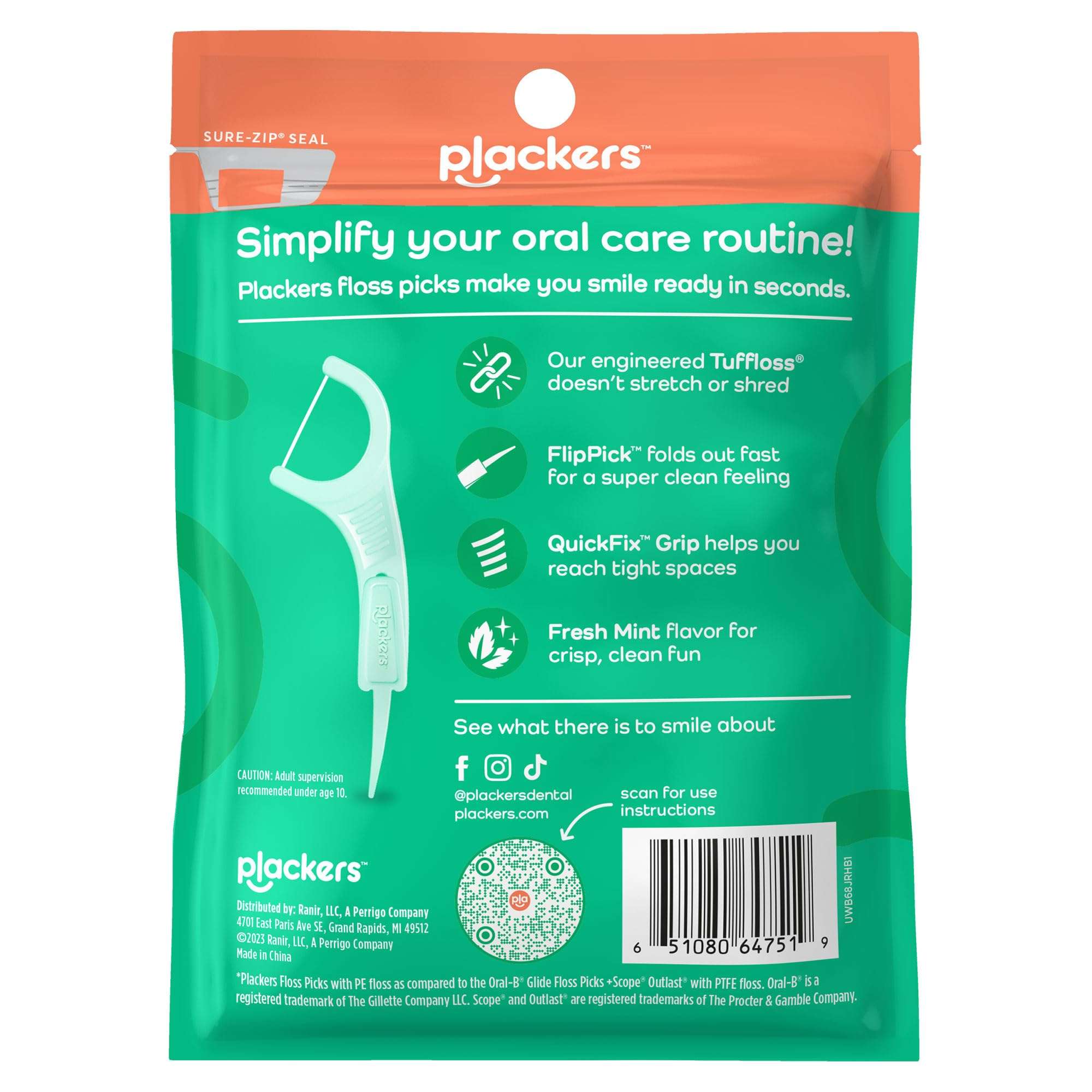 Plackers Micro Line Dental Floss Picks, Fold-Out FlipPick, Tuffloss, Mint, 36 Count - Image 2