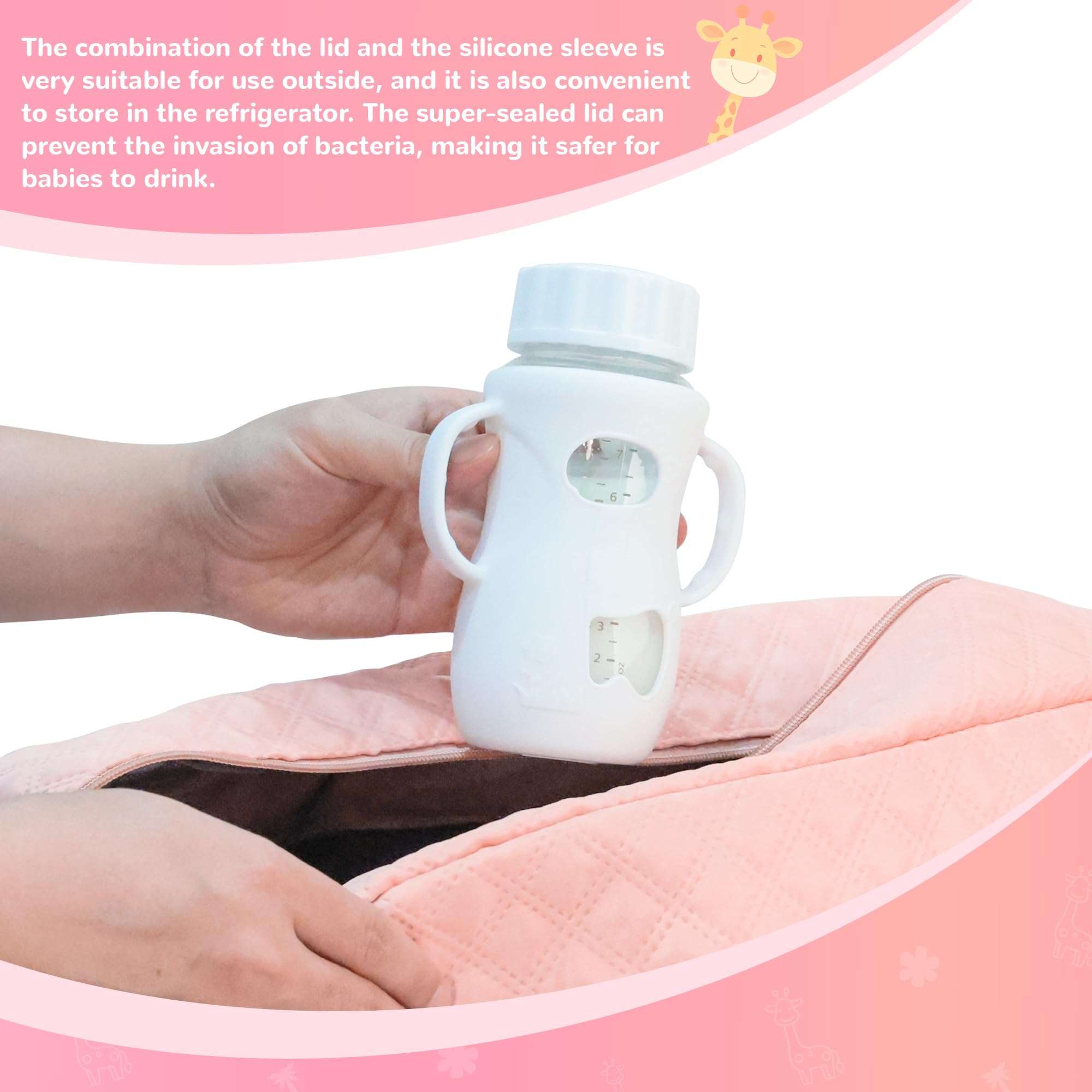 3 Pack Silicone Sleeves for Philips Avent Natural Glass Baby Bottle, Food Grade Silicone Cover and 3pcs Travel Caps, Lids Replacement (White+Pink+Purple, 8oz) - Image 7