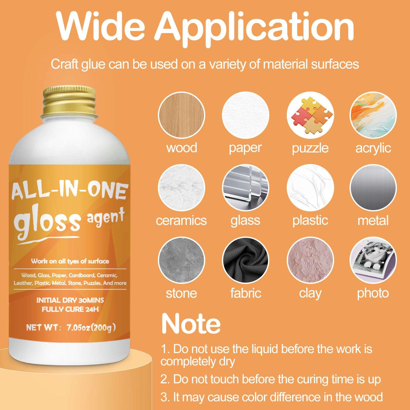 1DFAUL Crafts Sealer Gloss Matte Finish, 200ml+200ml All in One Craft Glue, Varnish, and Finish, All Purpose Art Glue Kit for Wood, Paper, Acrylic Paints, Ceramics, Fabrics, Clay - Image 7