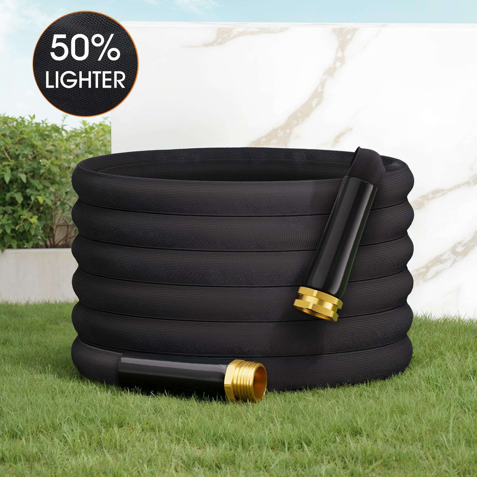 Haeteir 2025 Upgraded 50FT Non-Expanding Garden Hose, Lightweight, Flexible Ultra-Light Water Hose, Burst-Resistant, Lead-Free, Anti-Kink, High-Pressure - Image 8