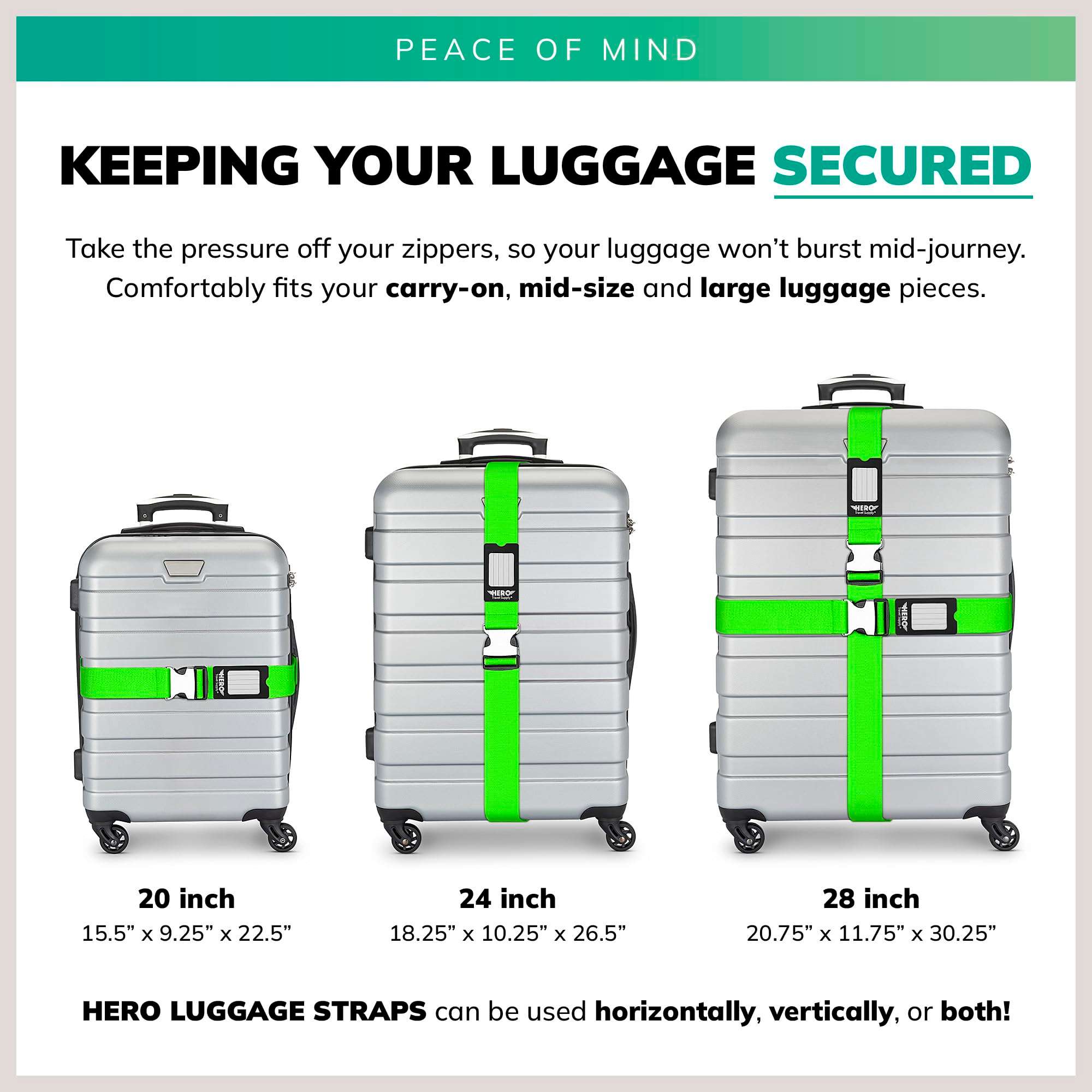 Hero Luggage Straps for Suitcases and Carry-On (2-Pack) Heavy-Duty Secure Belts with 700+ lbs. Max Force Tension - Image 4