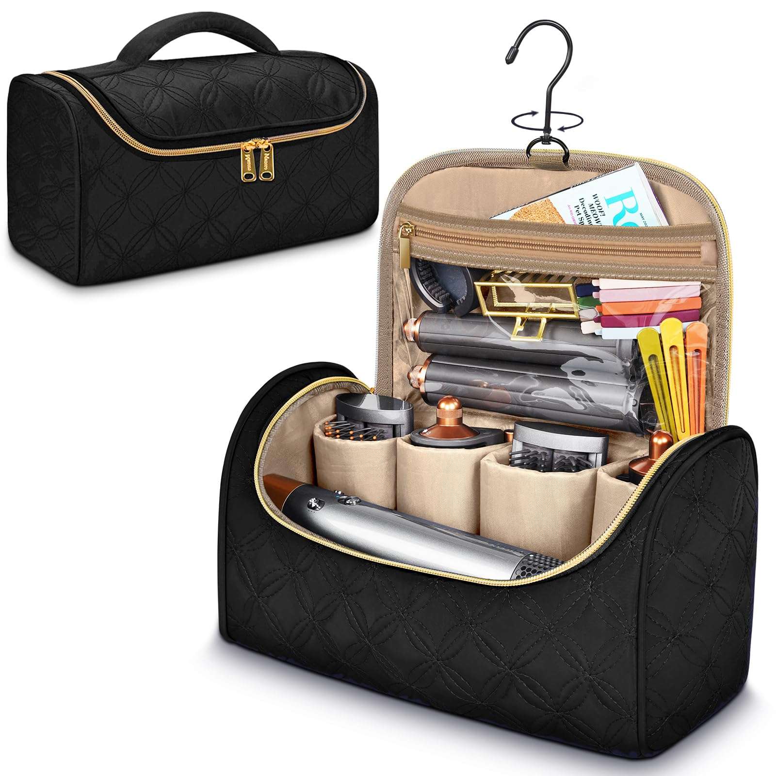 Mancro Travel Storage Case Organizer Compatible with Dyson Airwrap, Hair Dryer, 4 Curling Barrels, 2 Smoothing Brushes, Volumizing Brush, Lightweight Travel Carrying Case for Hair Curler Accessories - Image 9