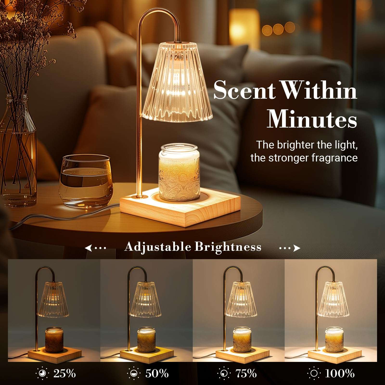 Marycele Candle Warmer Lamp with Timer Dimmer, Birthday Gifts for Mom Women Friend Sister, House Warming Gifts, Vintage Clear Wax Melt Warmer, Fall Decorations Office Apartment Dorm Room Home Decor - Image 5