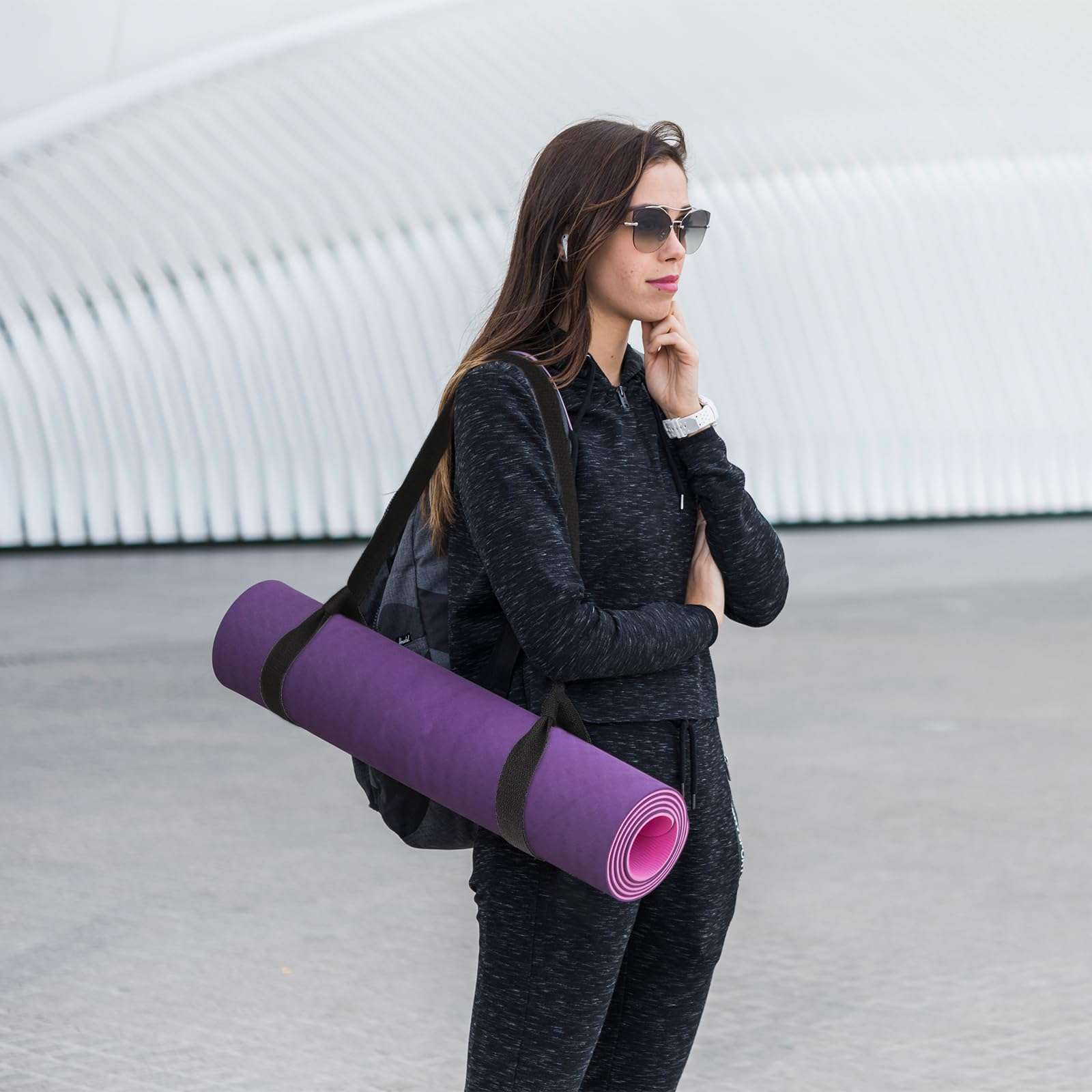 Black Yoga Mat Straps, Yoga Strap for Carrying Mat Multi-purpose Yoga Mat Holder Sling Adjustable Straps Yoga Mat Holder Sling for Most Size Mats (Yoga Mat Not Included) - Image 4