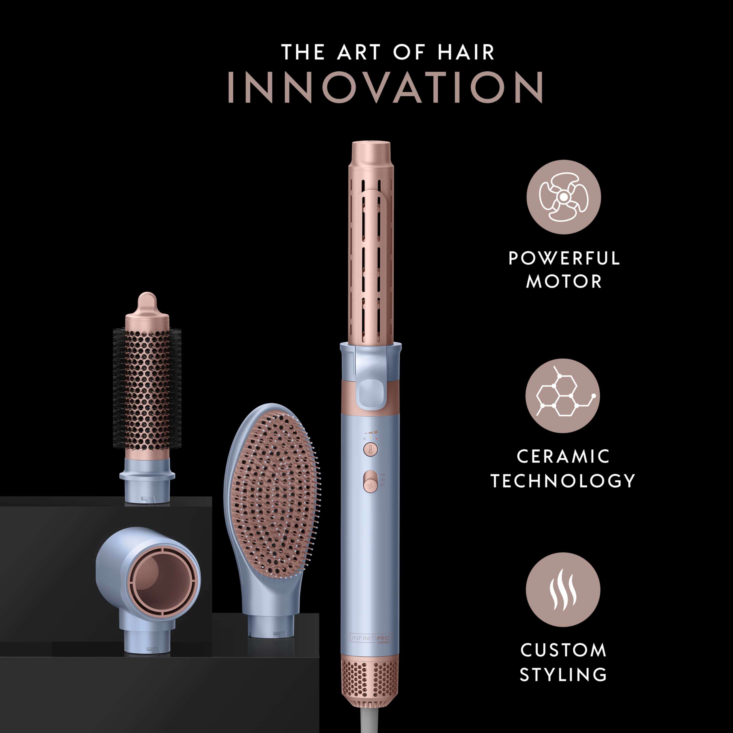 INFINITIPRO by CONAIR DigitalAIRE Multi Hair Styler, Air Styling System for Curls, Waves, Blowouts & Volume, 4 Attachments to Personalize Your Look Plus Storage Bag, Light Blue - Image 9