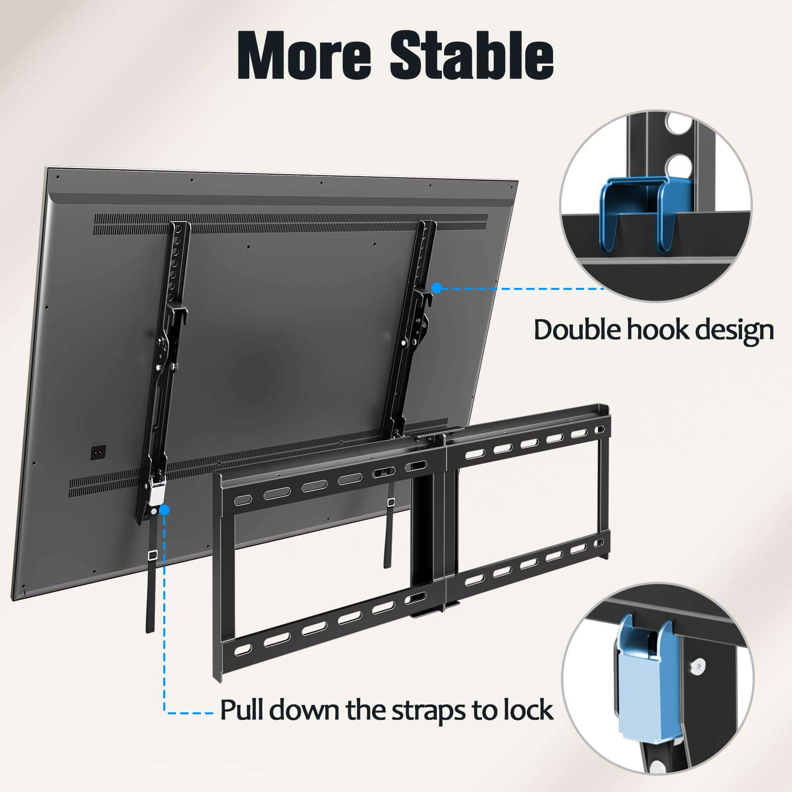 Mounting Dream UL Listed TV Mount for Most 37-75 Inch TV, Universal Tilt TV Wall Mount Fit 16", 18", 24" Stud with Loading Capacity 132lbs, Max Vesa 600 x 400mm, Low Profile Flat Wall Mount Bracket - Image 5