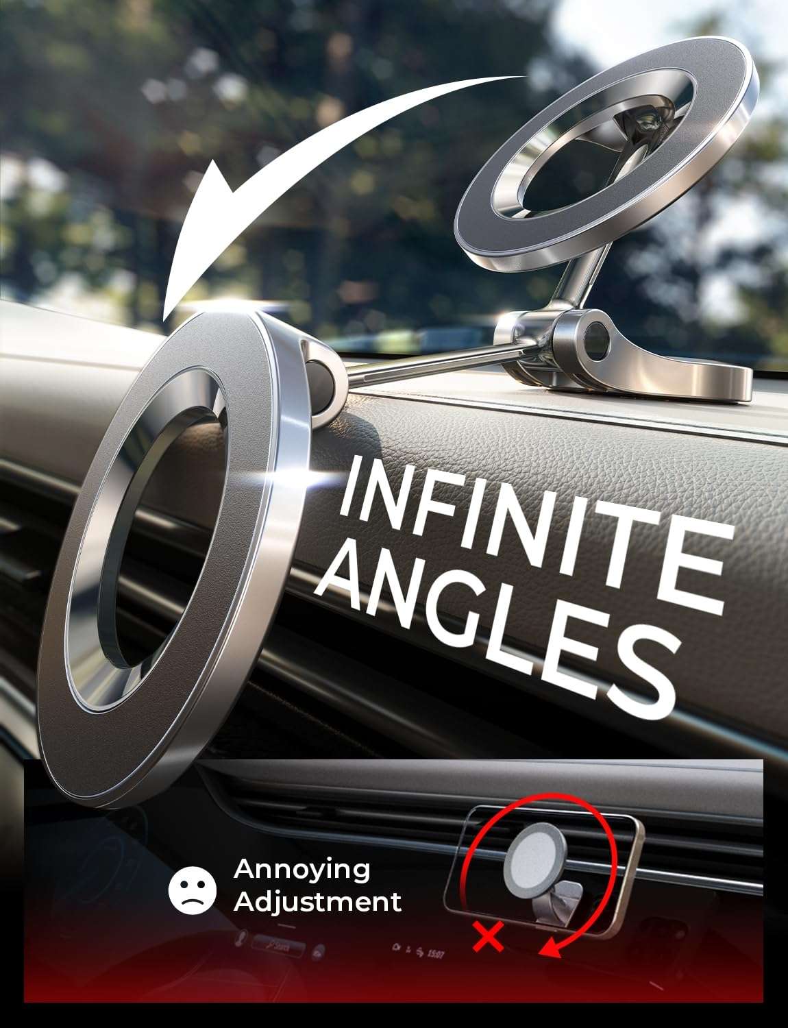LISEN for Magsafe Car Mount, Ultra Magnetic Phone Holder for Car Dashboard, 17X Stability Car Accessories for iPhone 16 Pro Max,Gifts for Men Women Him Her, Fit for iPhone16 Pro/Pro Max 15 14 13 12 - Image 6