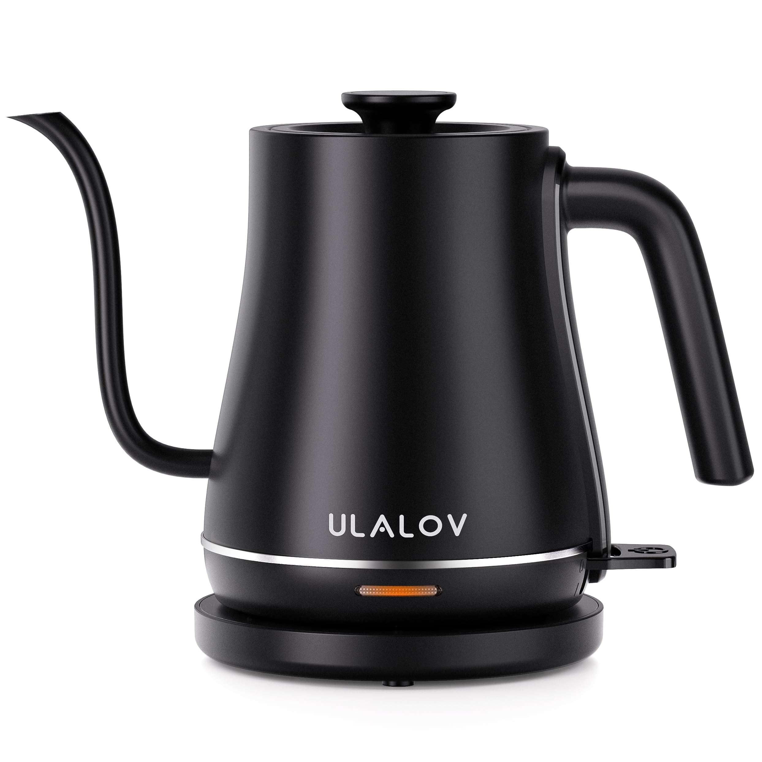 Ulalov Electric Kettle 1L Gooseneck Water Kettle Quick Heating for Pour Over Coffee & Tea, Stainless Steel Hot Water Boiler with Auto Shut-Off, Boil Dry Protection, Matte Black,1200W - Image 1