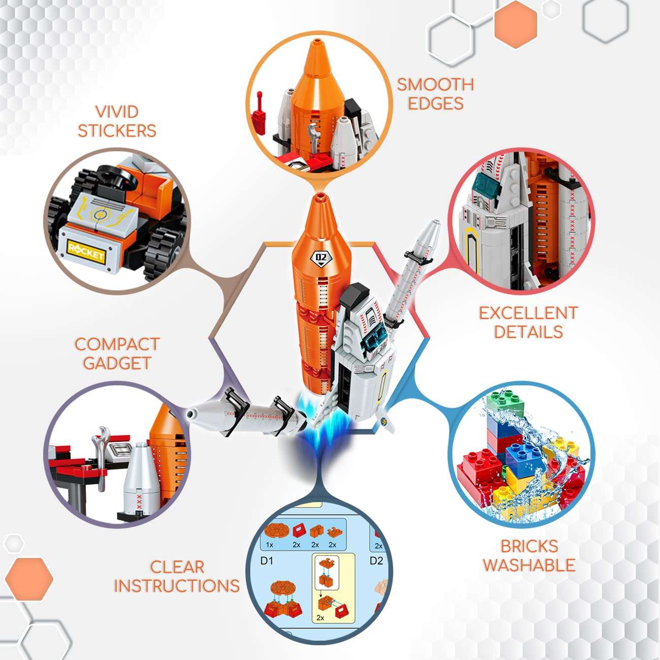Space Exploration Shuttle Toys for 6 7 8 9 10 11 12 Year Old Boys 12-in-1 STEM Aerospace Building Kit Toy with Heavy Transport Rocket and Launcher Best Gifts for 6-12 Year Old Boys (566 PCS) - Image 5