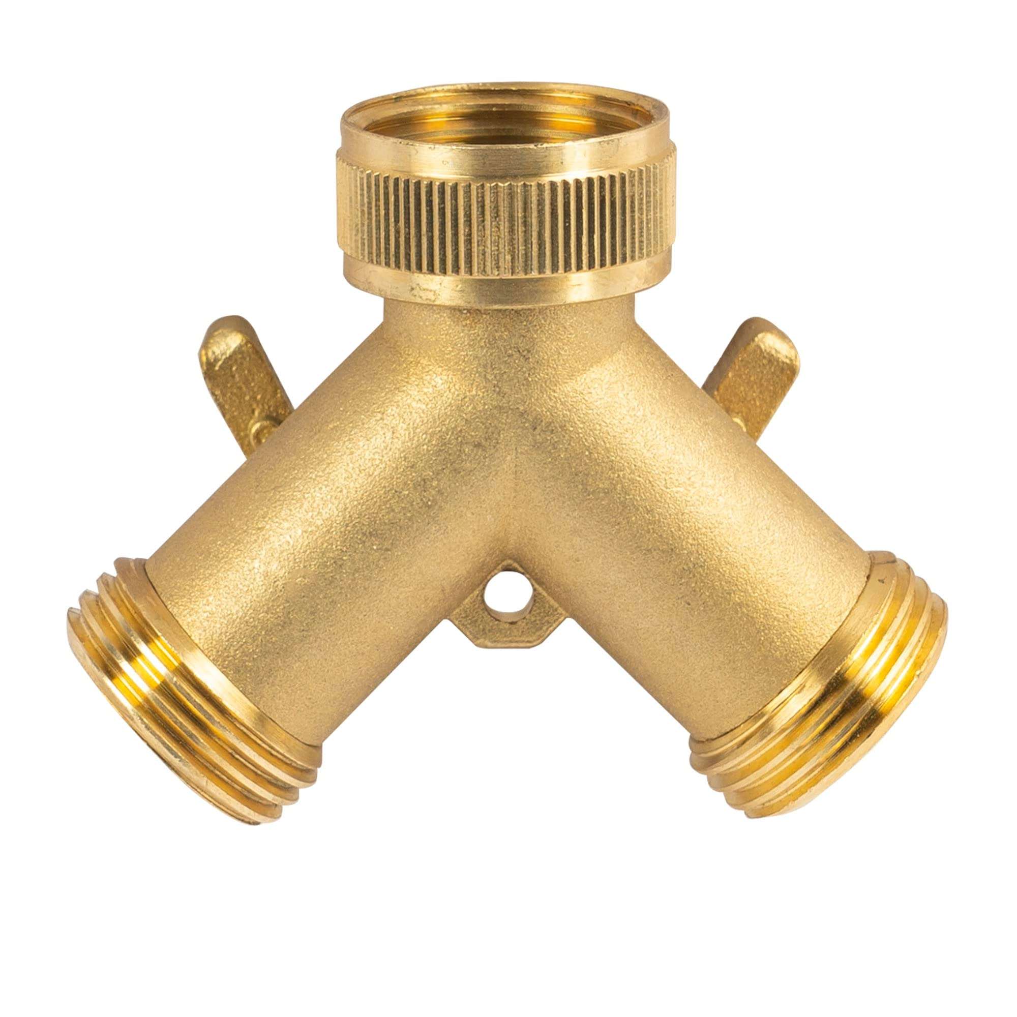 Hourleey Brass Garden Hose Splitter (2 Way), Solid Brass Hose Y Splitter 2 Valves with 2 Extra Rubber Washers (Brass) - Image 4