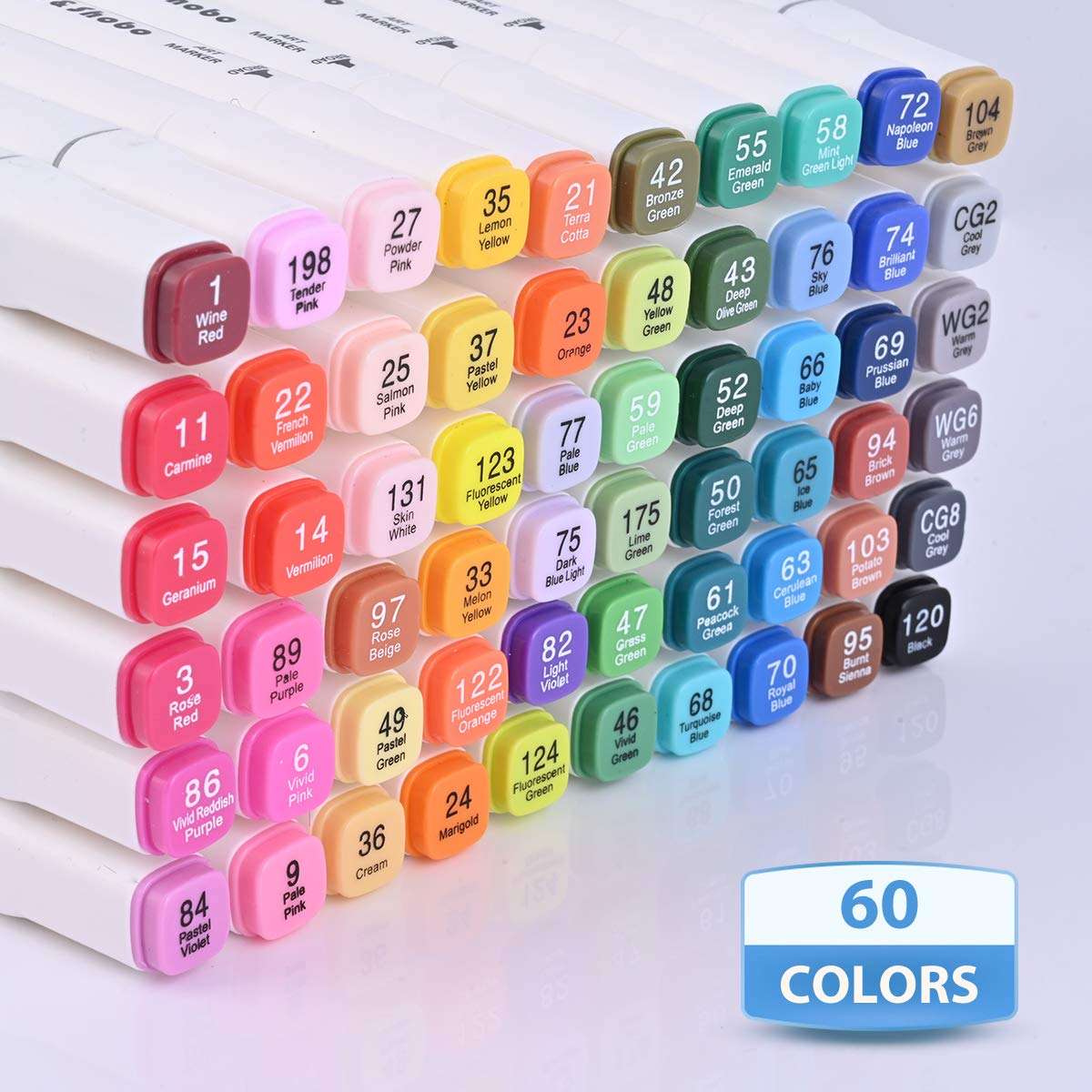 Dabo&Shobo 60 Colors Drawing Markers, Dual Tip Markers, Fine & Chisel Coloring Marker for Adult Coloring And Sketching - Image 6