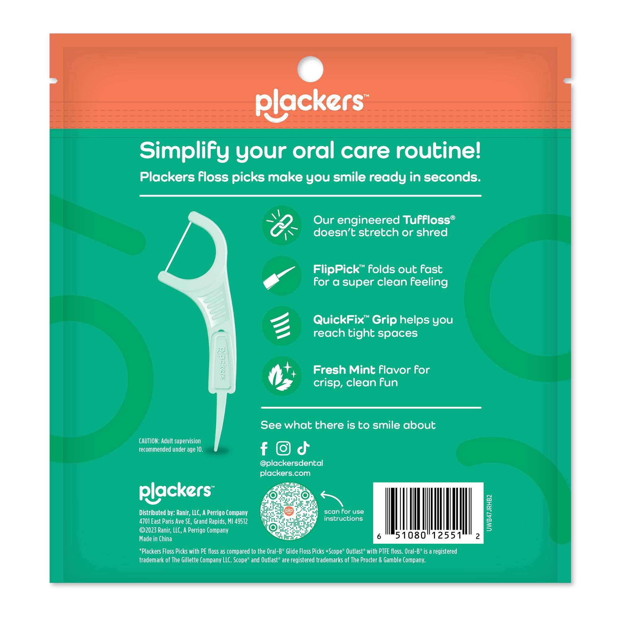 Plackers Micro Line Dental Floss Picks, Fold-Out FlipPick, Tuffloss, Easy Storage with Sure-Zip Seal, Fresh Mint Flavor, 300 Count - Image 8