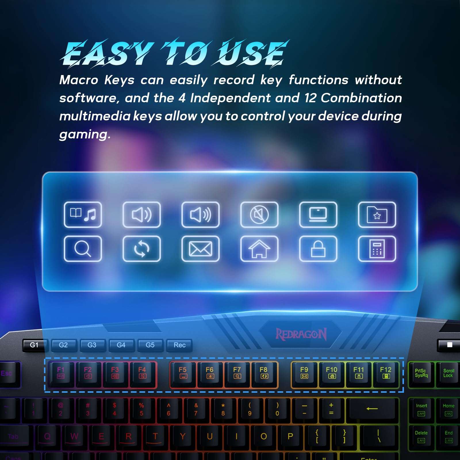 Redragon S101 Gaming Keyboard, M601 Mouse, RGB Backlit Gaming Keyboard, Programmable Backlit Mouse, Value Combo Set [New Version] - Image 7