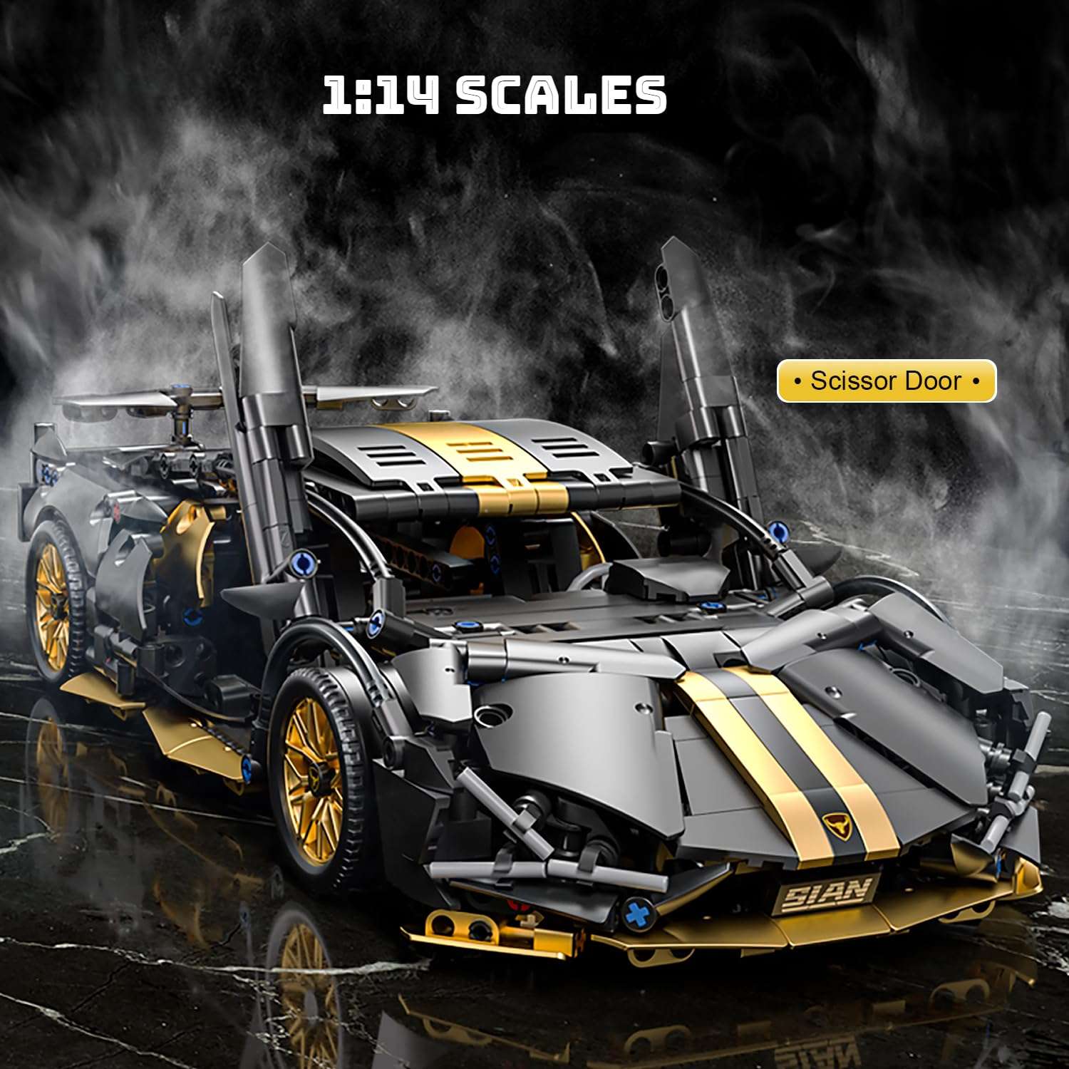 Chodia Sport Race Car Building Block Sets for Adults,Black Technical Racing Supercar Toys Kits Collectible 1:14 MOC Model Construction Birthday Gifts for Boys Men Teens Age 8+, 8-12 12-16,14+ - Image 4
