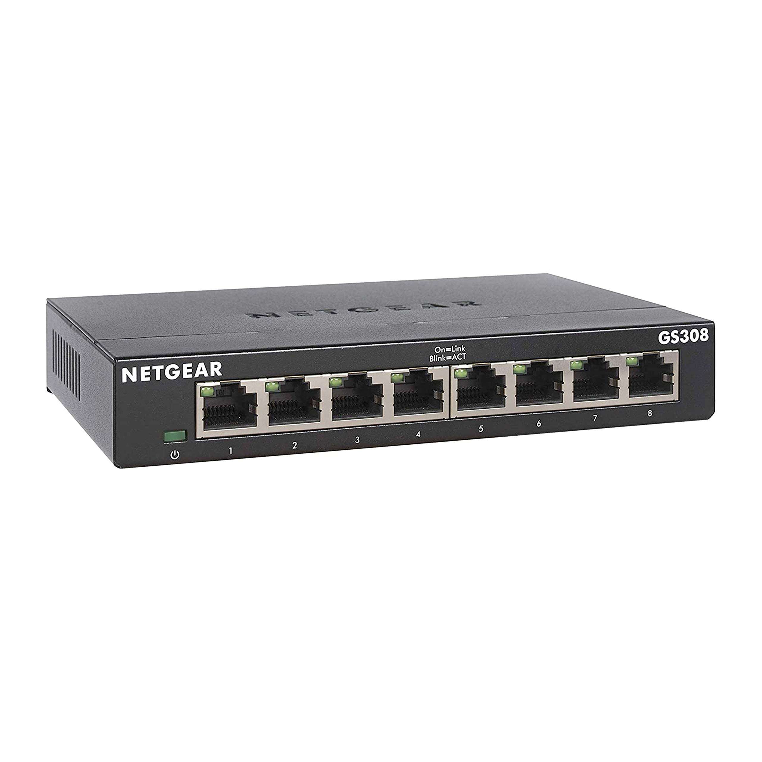 NETGEAR 8-Port Gigabit Ethernet Unmanaged Essentials Switch (GS308) - Home Network Hub, Office Ethernet Splitter, Plug-and-Play, Silent Operation, Desktop or Wall Mount - Image 1