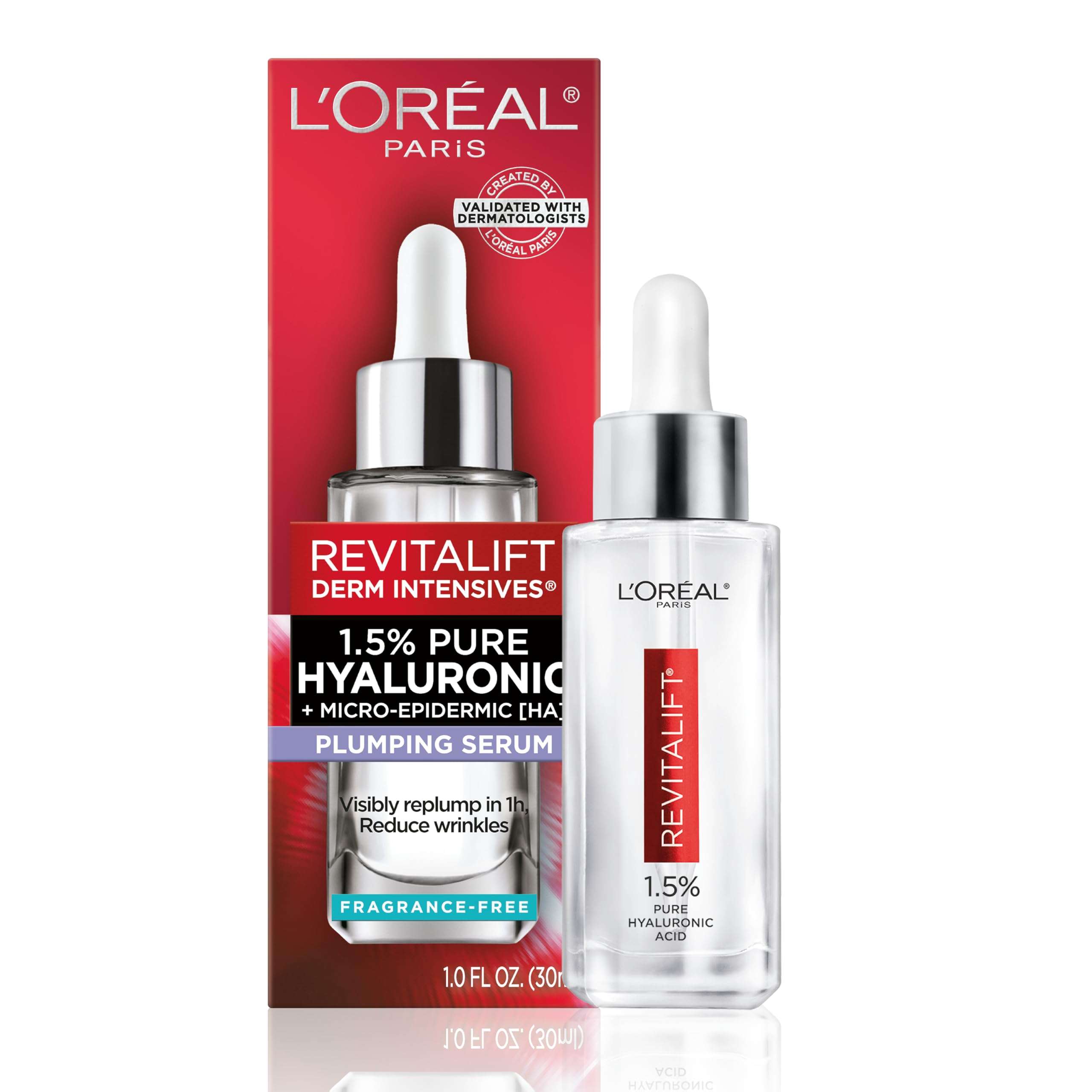 L'Oreal Paris Revitalift 1.5% Pure Hyaluronic Acid Serum for Face, Anti Aging Serum to Hydrate Skin & Reduce Wrinkles, Fragrance Free Skin Care for All Skin Types, 1 Oz - Image 1