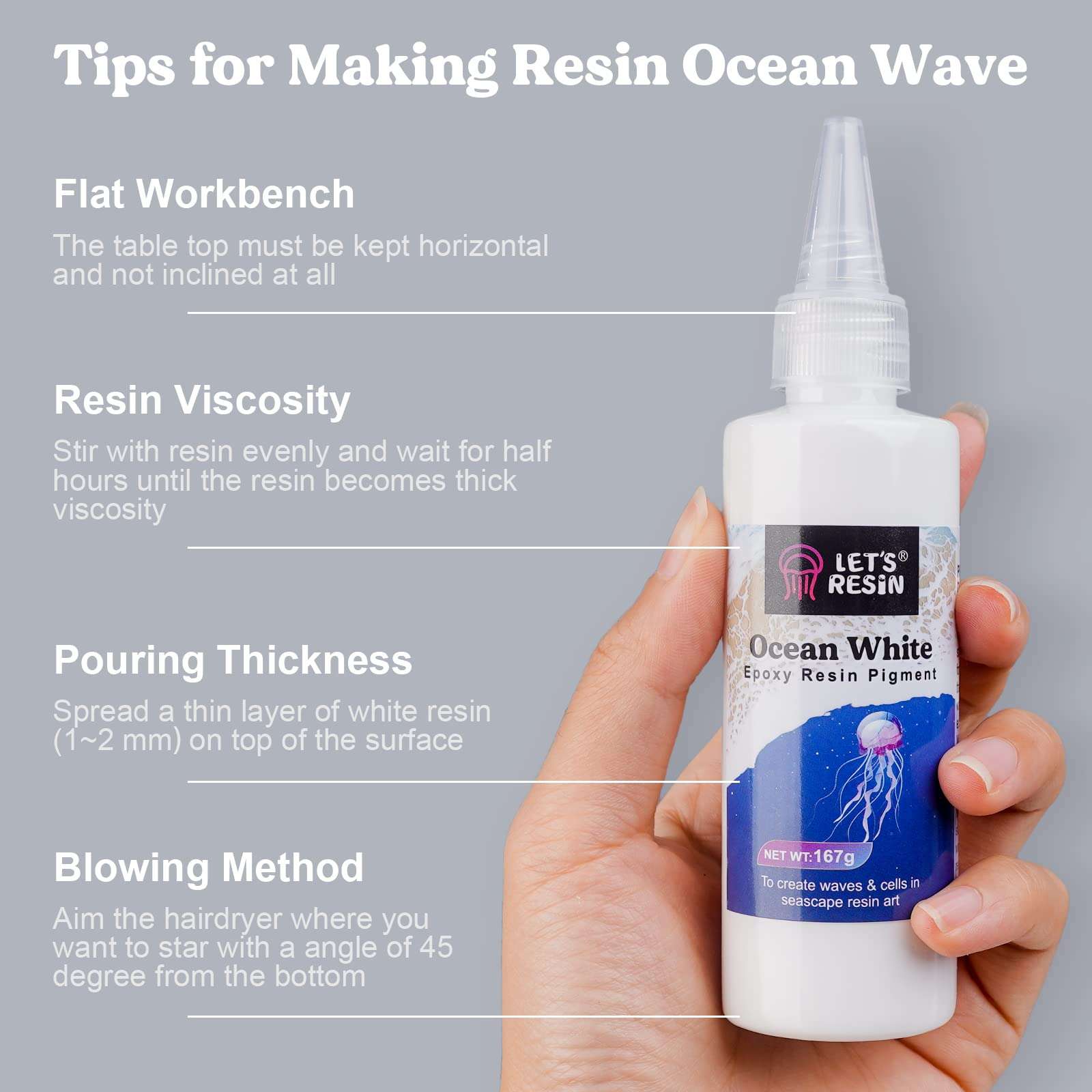 LET'S RESIN Ocean White Epoxy Resin Pigment 167g/5.89oz, High Concentrated Paste for Epoxy & UV Resin, UV Resistant Opaque Pigment for Creates Cells & Lacing, 3D Flower Coasters - Image 7