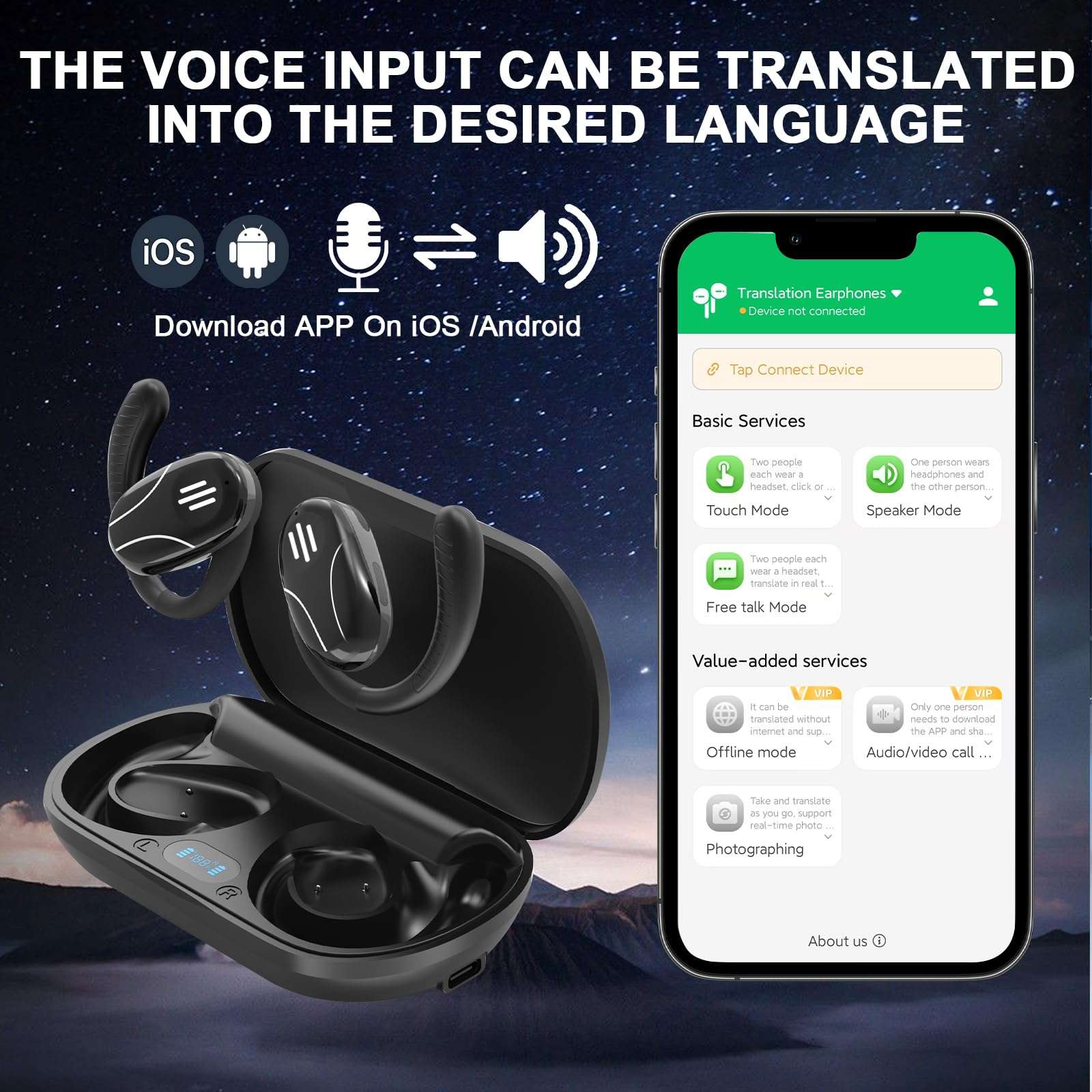 Language Translator Earbuds, 3-in-1 AI Translation Earbuds Real Time Supports 144 Languages Translate Headphones Two Way Online Bluetooth Instant Voice Translation Device for iOS & Android - Image 6