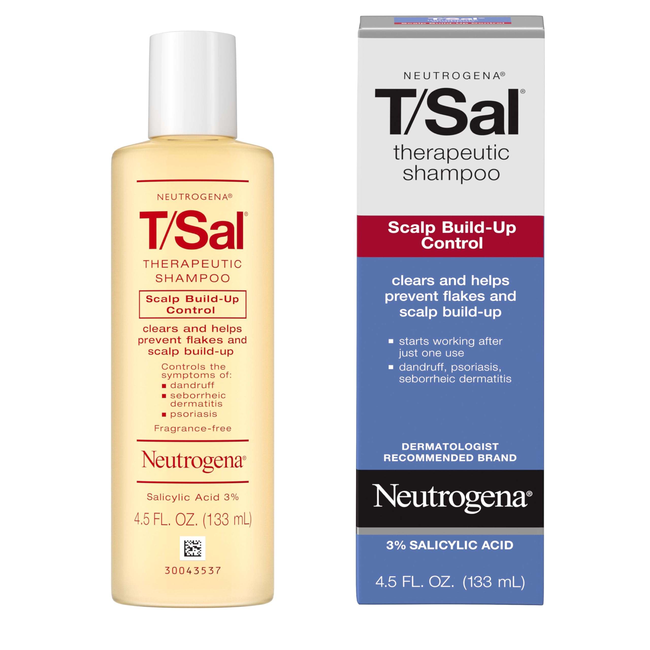 Neutrogena T/Sal Therapeutic Dandruff Shampoo, Scalp Build-Up Control, 3% Salicylic Acid, Scalp Psoriasis Treatment, Seborrheic Dermatitis Shampoo, Clears & Controls Flakes, Fragrance Free, 4.5 fl oz - Image 3