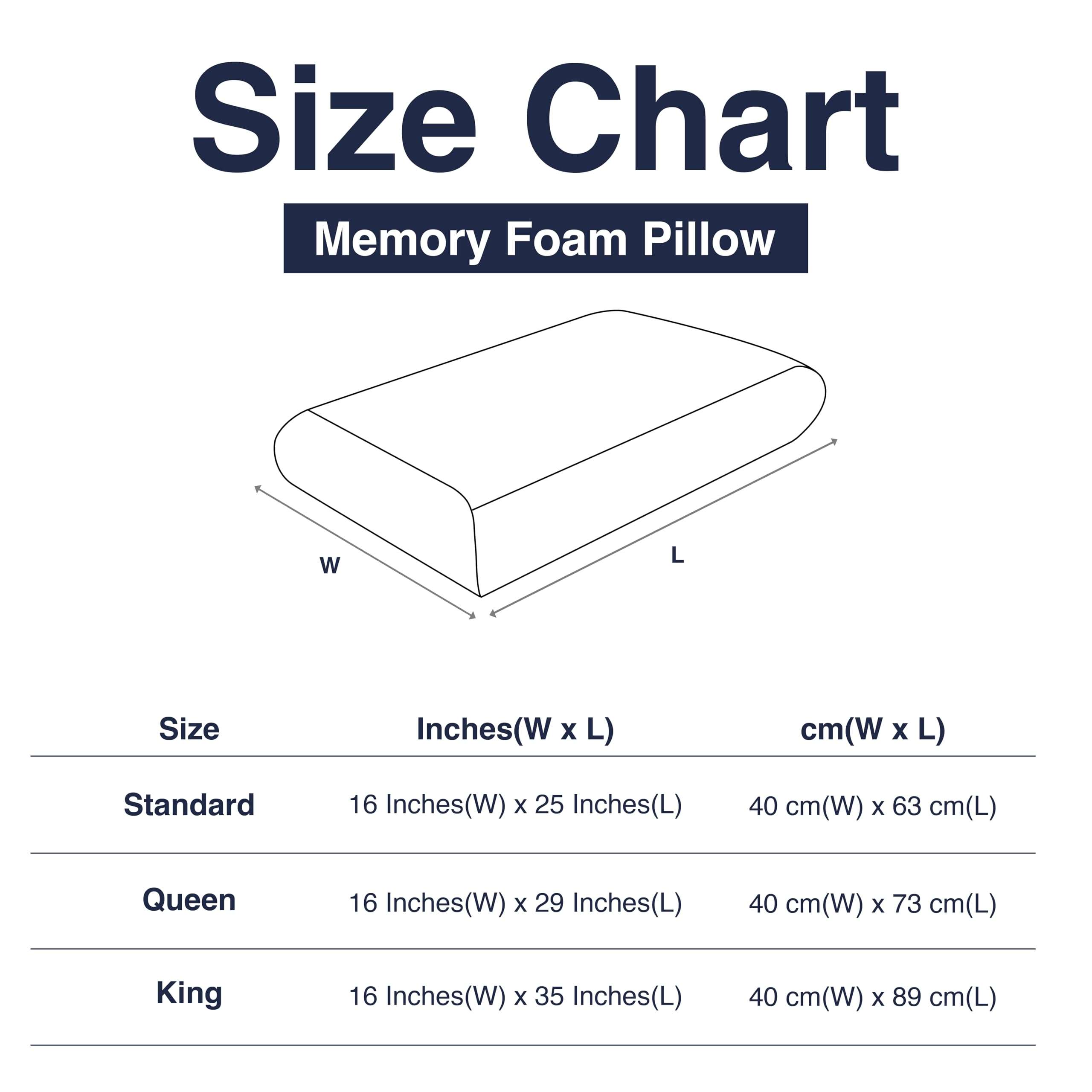 Casual Living Memory Foam Pillow Queen Size Bed 1-Pack with Hypoallergenic Removable Washable Cover for Back Stomach and Side Sleepers for Dorm Essentials, 16-inch x 29-inch, White - Image 2