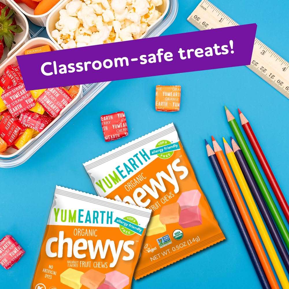 YumEarth Organic Chewys Fruit Flavored Candy Chews - Allergy Friendly, Gluten Free, Non-GMO, Vegan, No Artificial Flavors or Dyes - Assorted Flavors, 7.5 oz. - Image 6