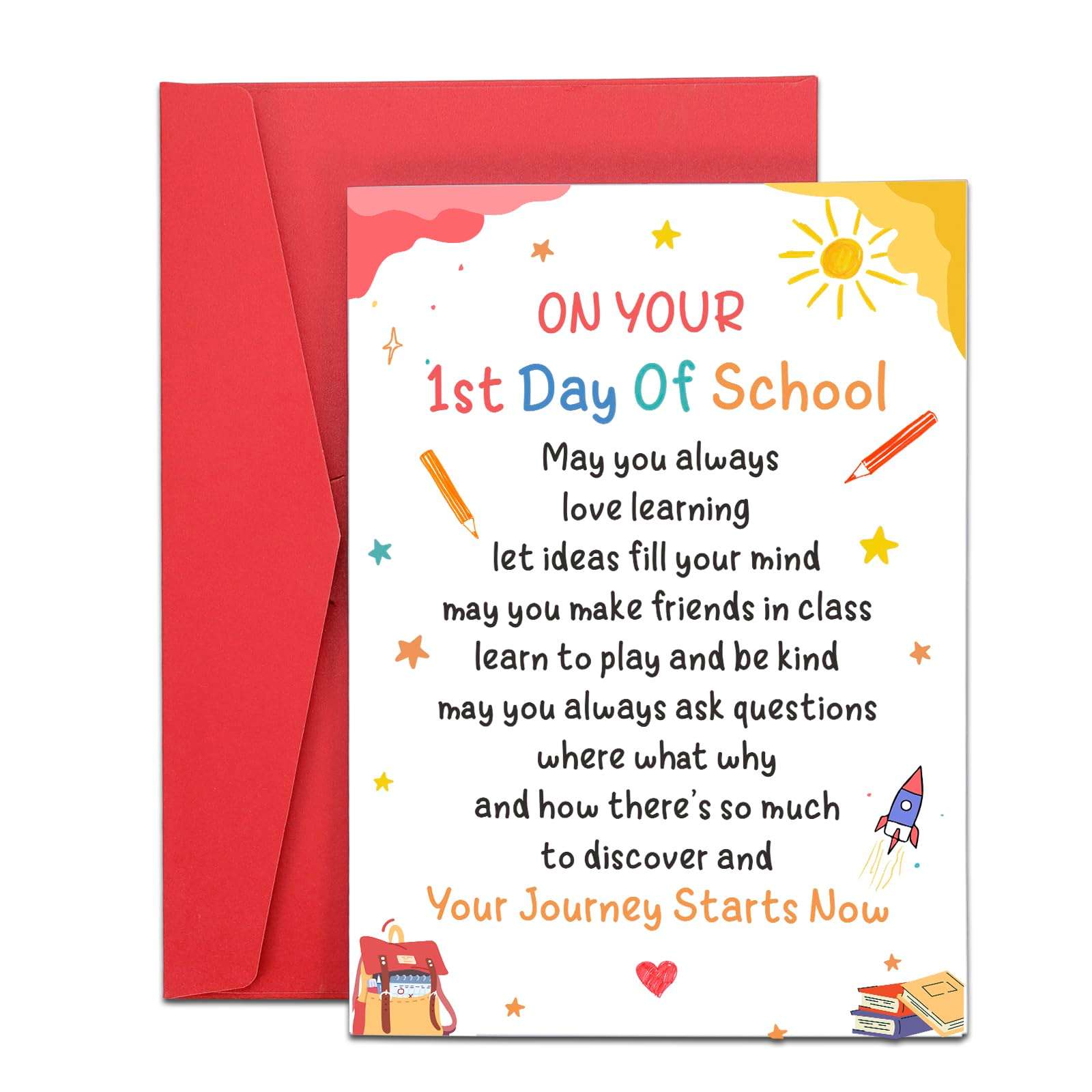 XPENMULBOJA First Day for School card for Kids First Day of Kindergarten Preschool Supplies 1st Grade School Back to School Stuff Gift for Girl Boy Daughter Son 1st Grade & preschool supplies - Image 1