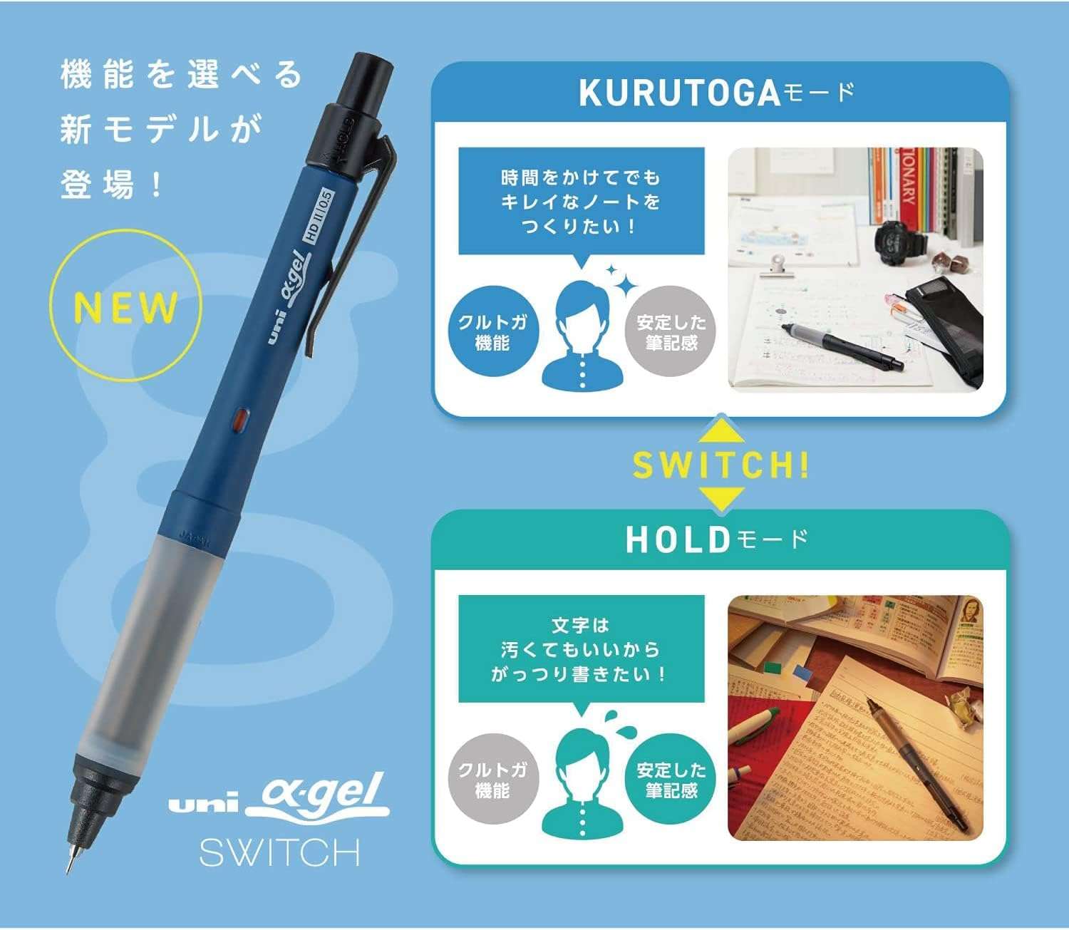 Mitsubishi Pencil Mechanical Pencil Alpha Gel Switch 0.5 Yellow M51009GG1P.2 - Image 3