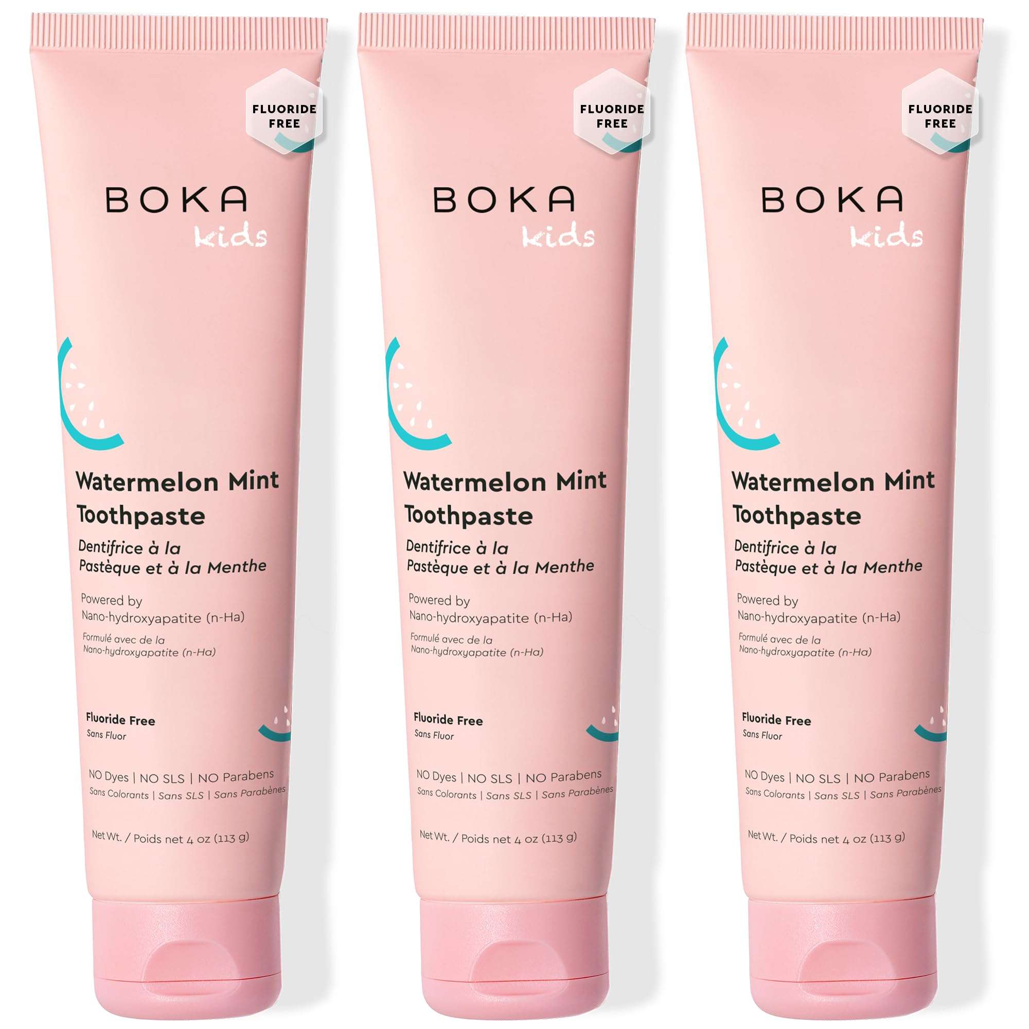 Boka Fluoride Free Toothpaste Nano Hydroxyapatite Toothpaste - Watermelon Mint Flavor, 4 oz 3Pk US Manufactured - Image 1