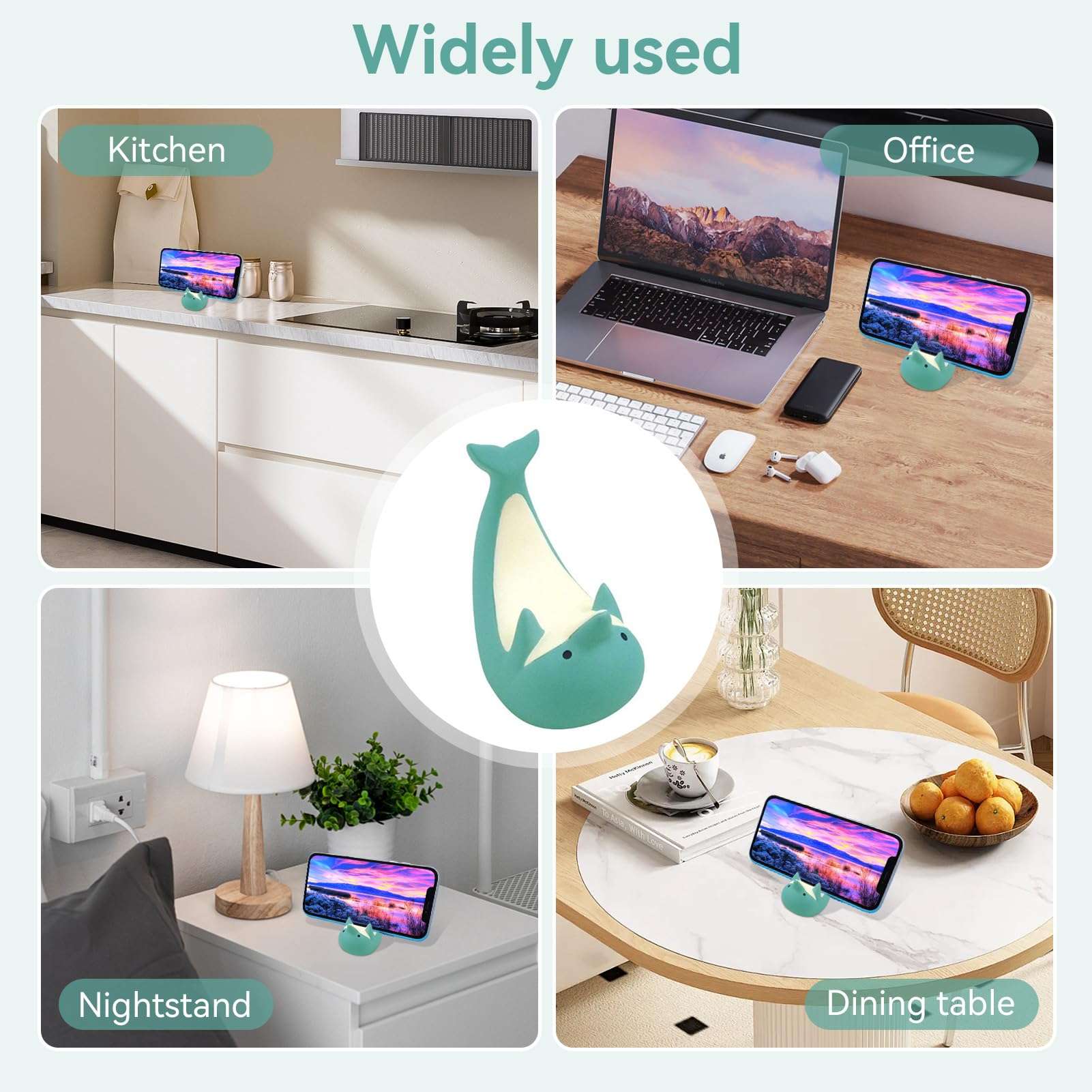 Cyrank Cell Phone Stand, Cute Dolphin Phone Holder Smartphone Stand Smartphone Holder for Desk Office Home Decor Accessories Desk Ornament Small Desk Phone Stand Mount for All Phones Tablets, Green - Image 6