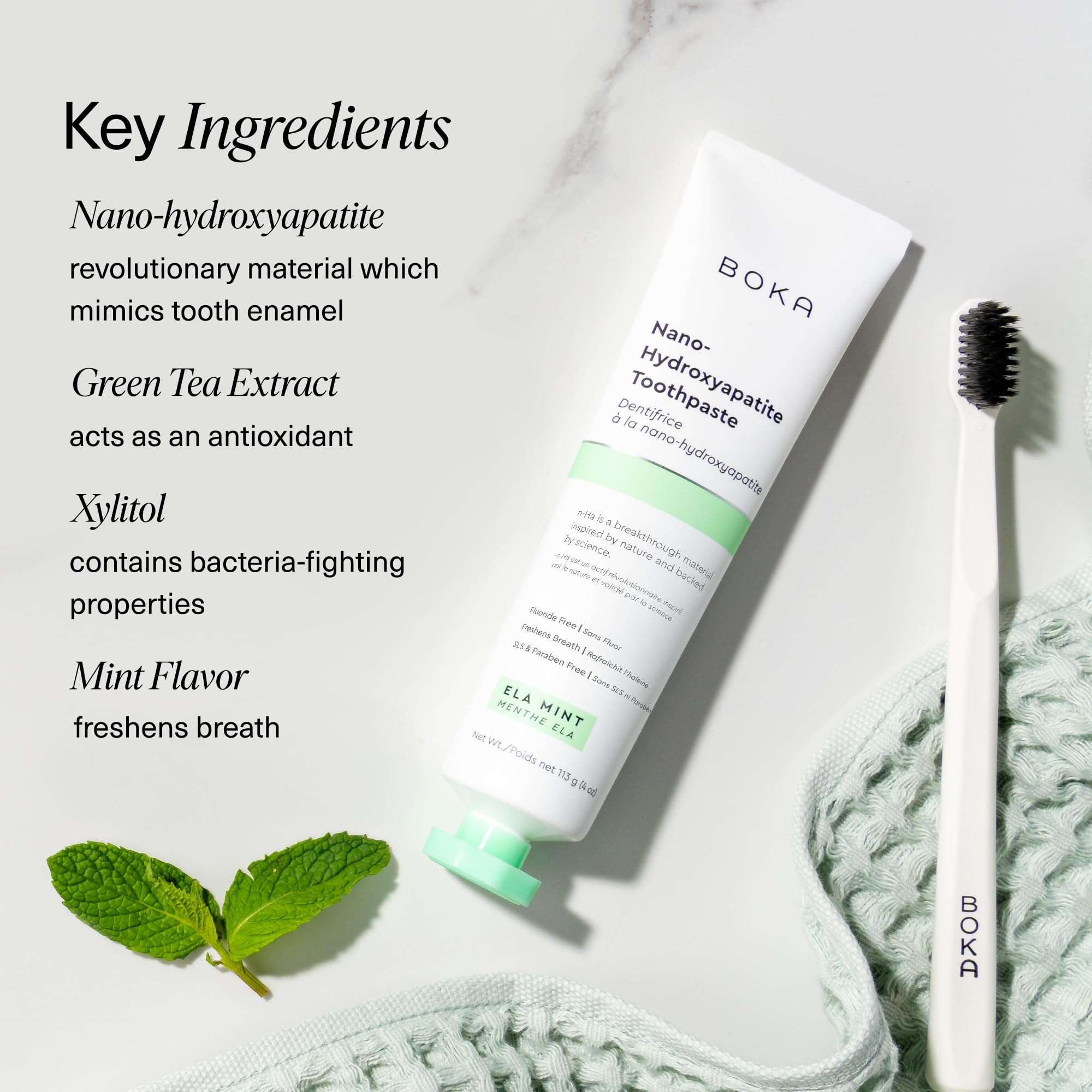 Boka Fluoride Free Toothpaste, Nano Hydroxyapatite Toothpaste, Appropriate for Sensitive Teeth - for Adult, Kids Oral Care - Ela Mint Flavor, 4 Fl Oz 1Pk US Manufactured - Image 5