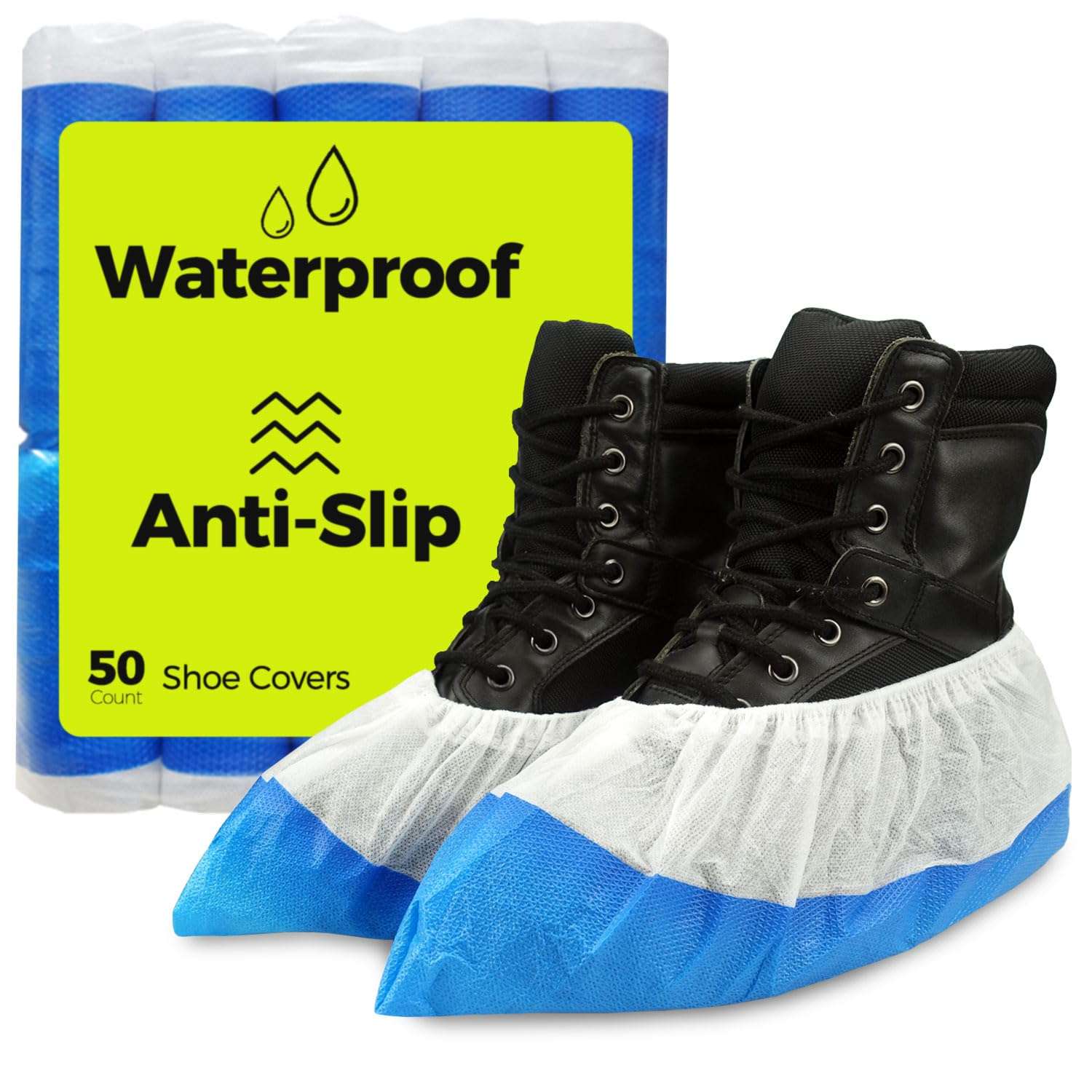 Heavy Duty Shoe Covers Disposable Non Slip Waterproof, 50 Pack, Double Layer Bottom, Extra Heavy Duty Durable Booties, One Size Fits Most - Image 1