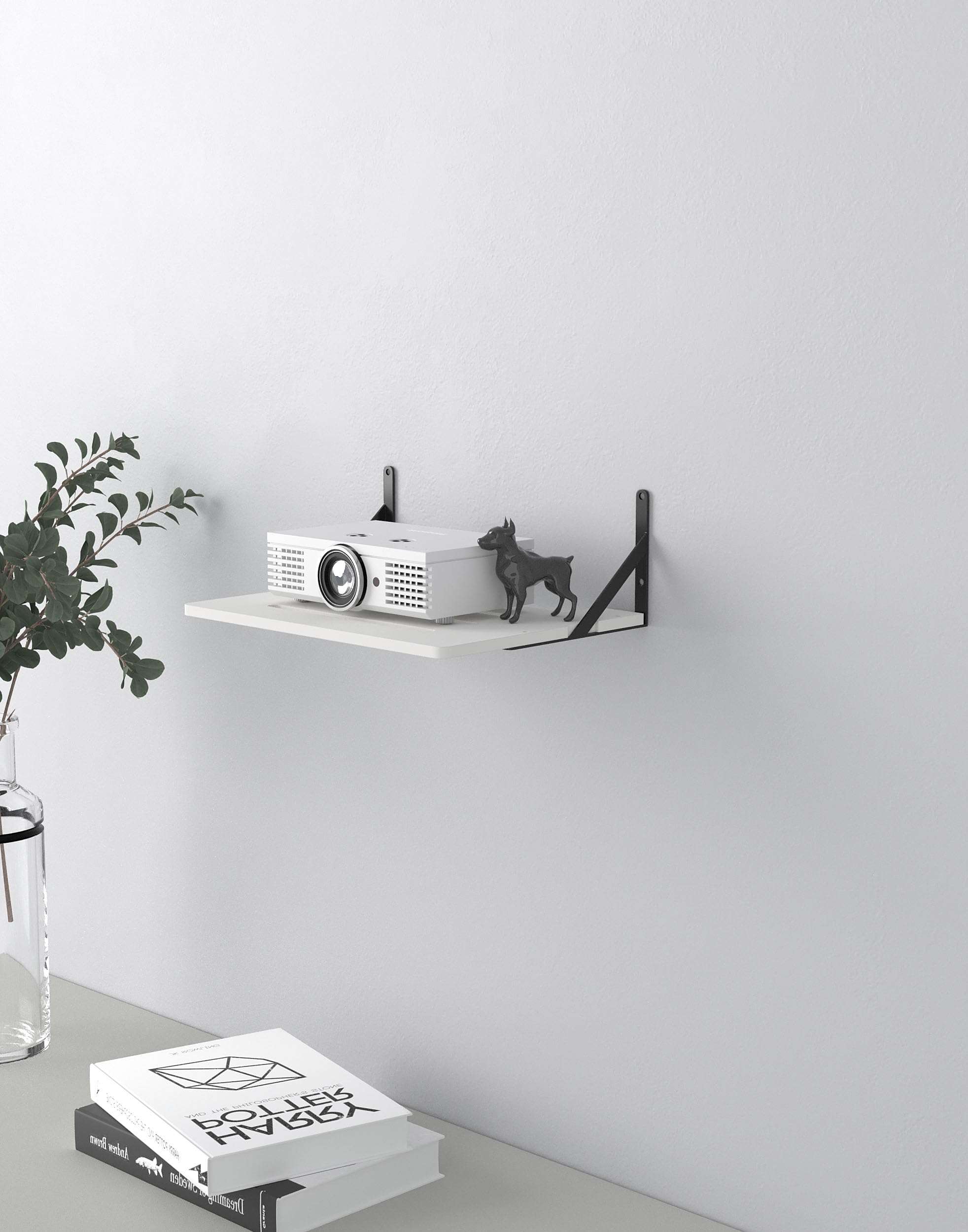 AREAJD Black White Small Mini Projector Shelf for Wall, Cable Box/Router Shelf,Floating Projector Mount, Holder Stand Accessories - Image 6
