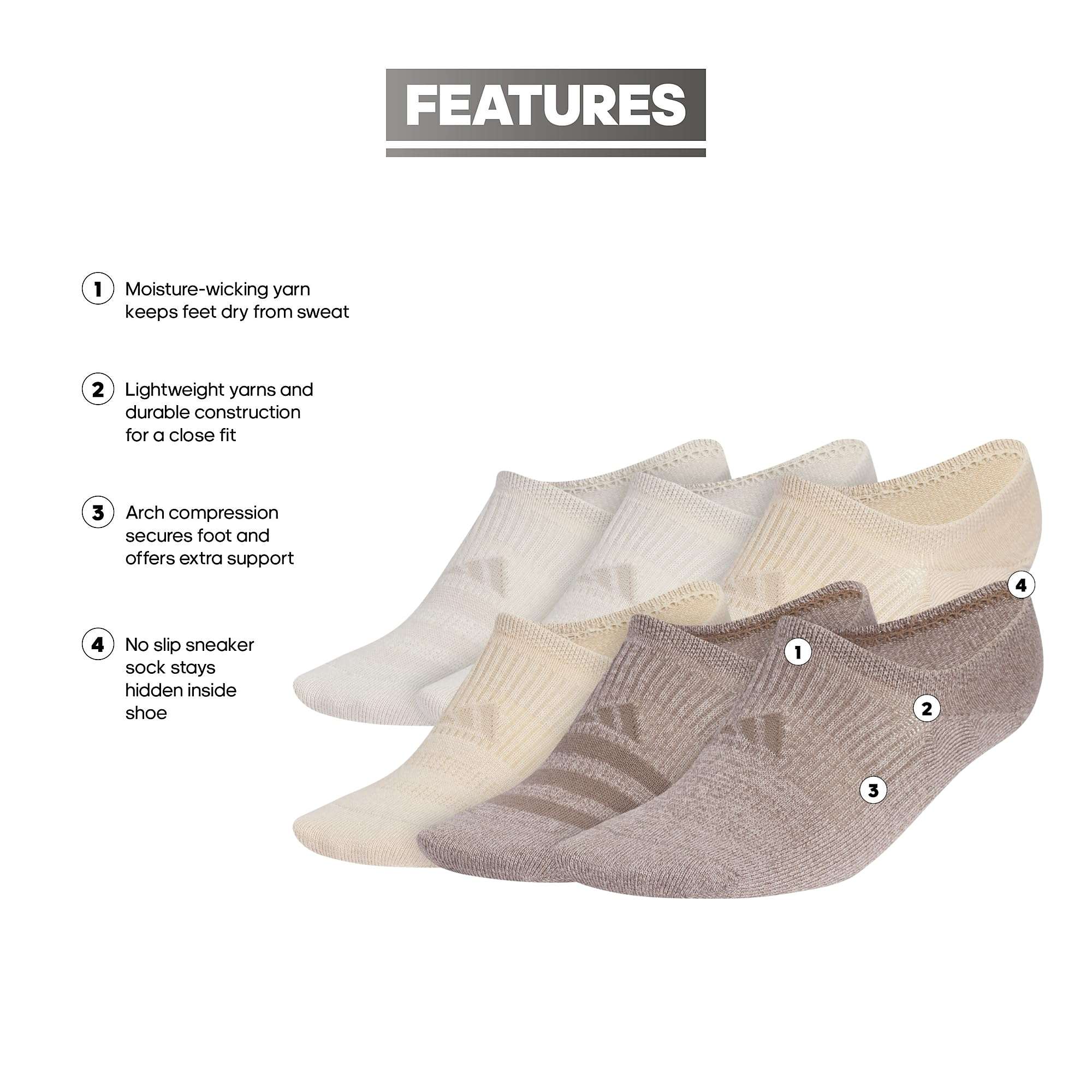 adidas Women's Superlite 3.0 6-Pack Super No Show, Athletic Socks, Invisible Ultra Low-Profile, Cushion & Arch Compression - Image 2
