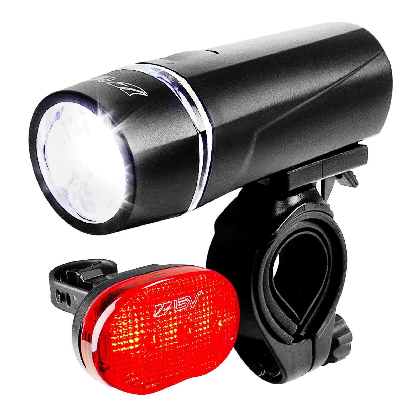 BV Bike Lights, Super Bright with 5 LED Bike Headlight & 3 LED Rear, Bike Lights for Night Riding with Quick-Release, Waterproof Bicycle Light Set, Bike Accessories, Bicycle Accessories, Flashlight - Image 1