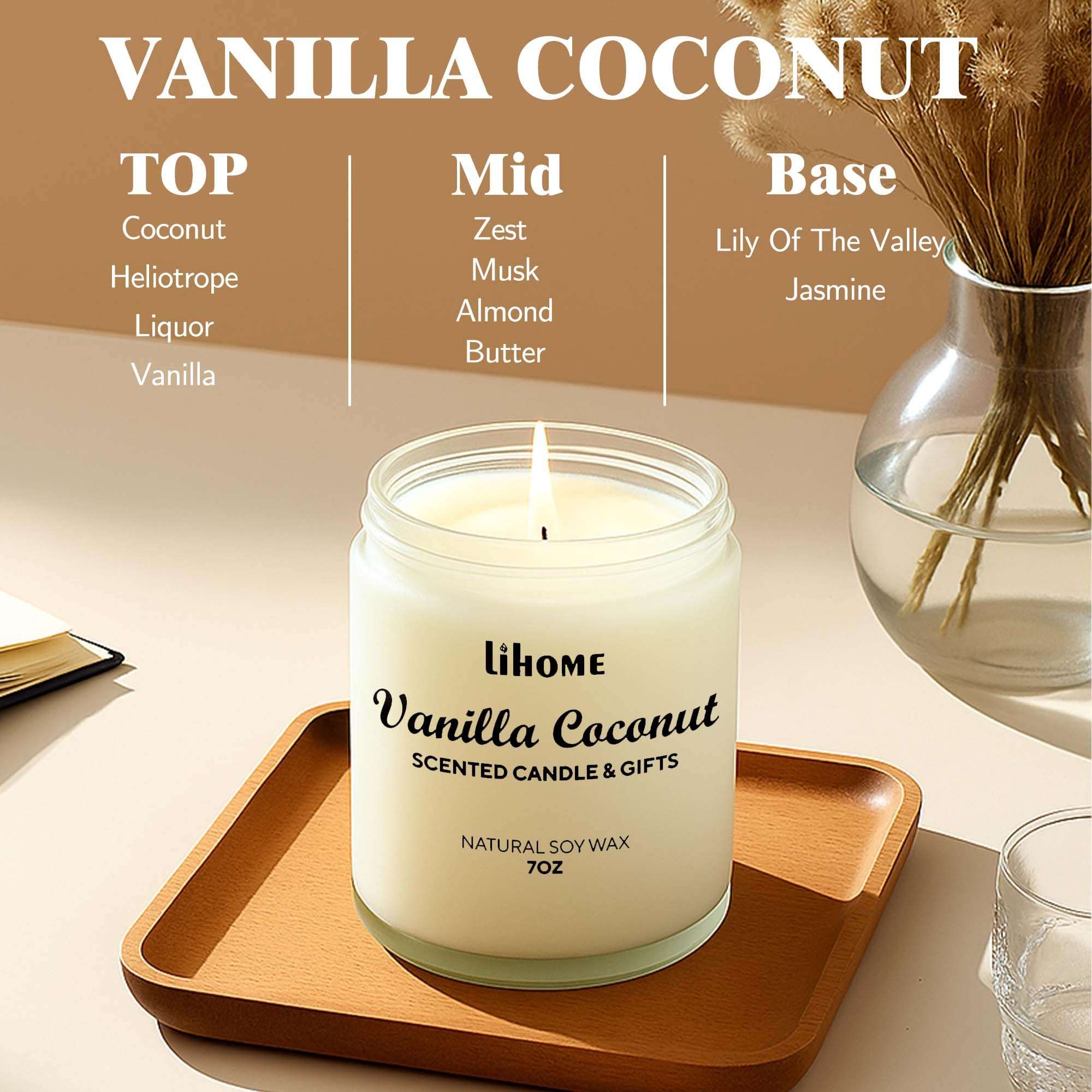 Candles Gifts for Women - Natural Soy Wax Candle for Home Scented Perfect for Christmas, Birthday, Mother's Day, Vanilla Coconut Candles - Image 2