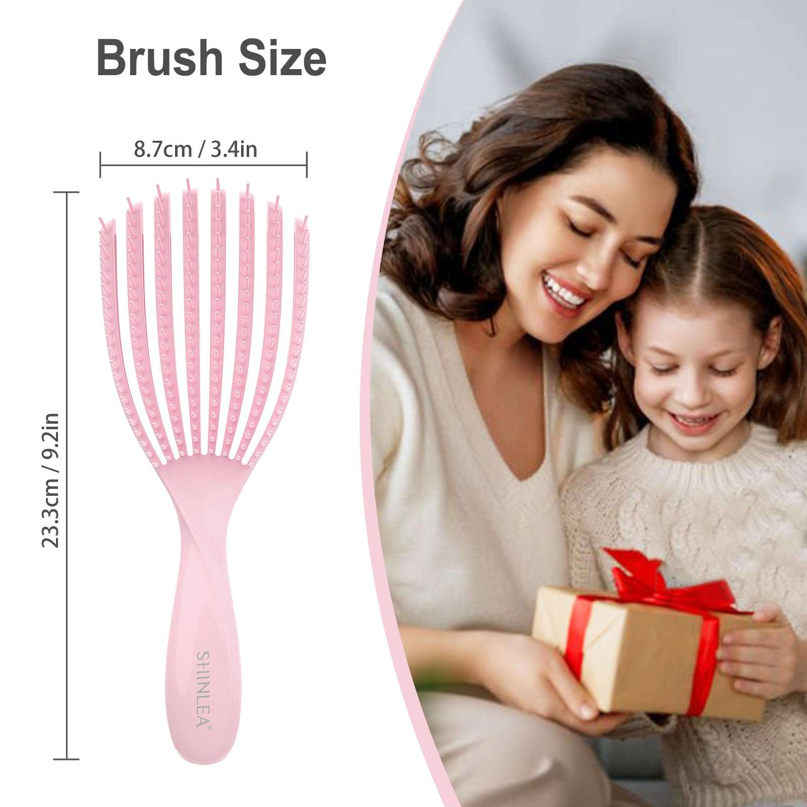 SHINLEA Detangler Brush for Curly Hair, Hairbrush for Wet Dry Thick Thin, Easily Comb Through Curl Hair and Reduces Breakage, Curly Brush for Women Men Kid (Pink) - Image 7