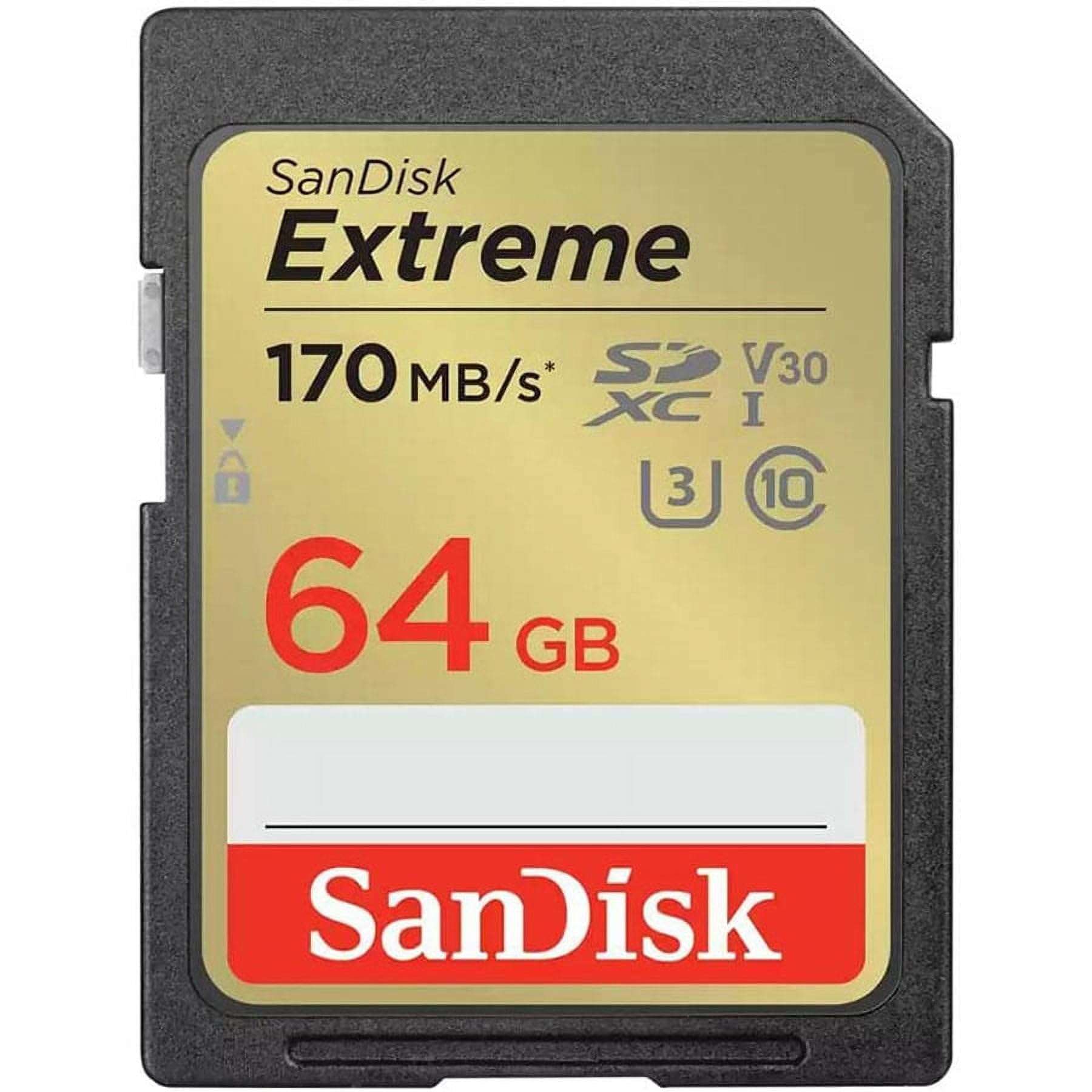 SanDisk 64GB Extreme SDXC UHS-I Memory Card - 150MB/s, C10, U3, V30, 4K UHD, SD Card - SDSDXV6-064G-GNCIN - Image 1