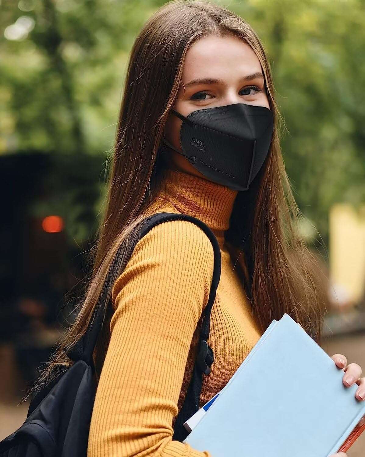 LEMENT 50pcs KN95 Face Mask Black 5 Layer Cup Dust Safety Masks Filter Efficiency≥95% Breathable Elastic Ear Loops Black Masks - Image 6
