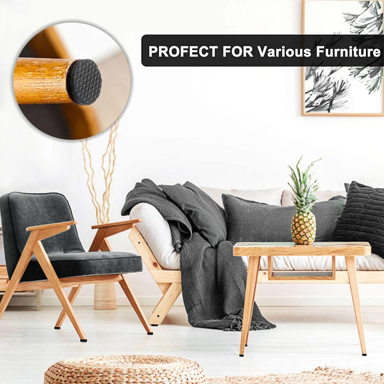 Yelanon Non Slip Furniture Pads -56 pcs（1+2）” Furniture Grippers, Non Skid Furniture Legs,Self Adhesive Rubber Furniture Feet, Anti Slide Furniture Hardwood Floor Protector for Keep Couch Stoppers - Image 7
