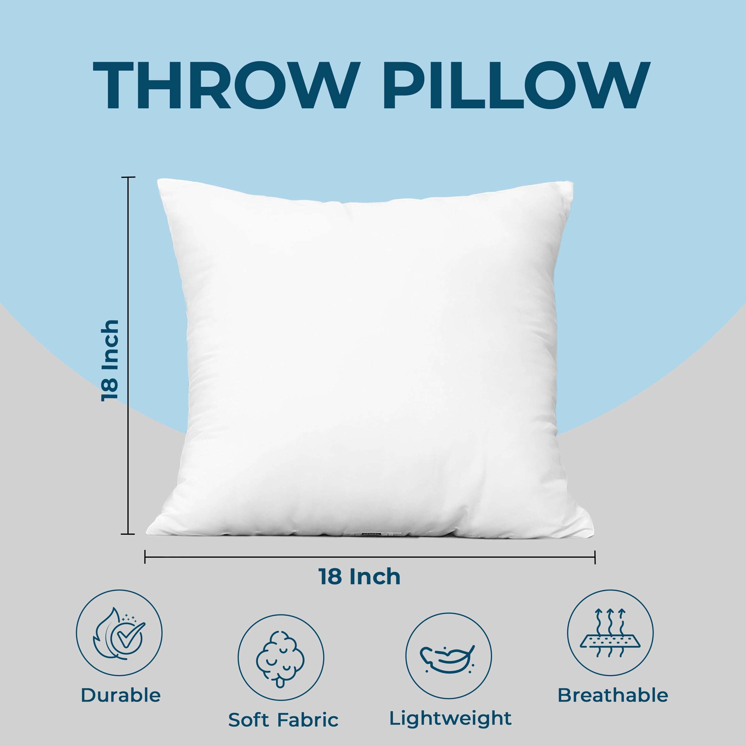 Utopia Bedding Throw Pillows (Set of 4, White), 18 x 18 Inches Pillows for Sofa, Bed and Couch Decorative Stuffer Pillow - Image 3