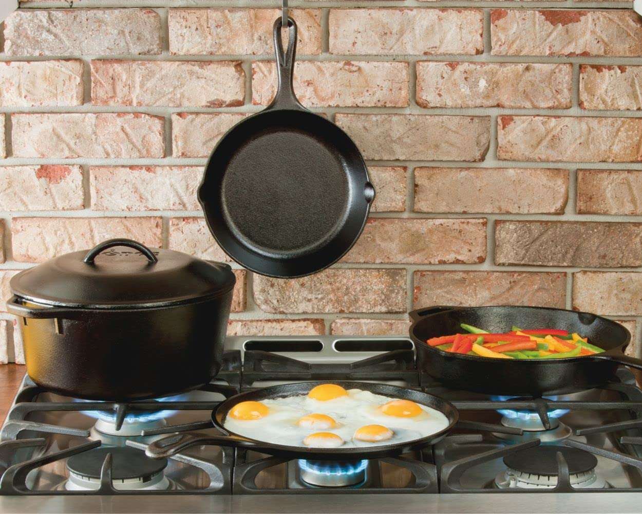 Lodge 12 Inch Cast Iron Skillet with Red Silicone Hot Handle Holder – Pre-Seasoned Frying Pan for Stove, Oven, Grill & Campfire – Made in the USA – Durable, Nonstick Cast Iron Cookware – Black - Image 5