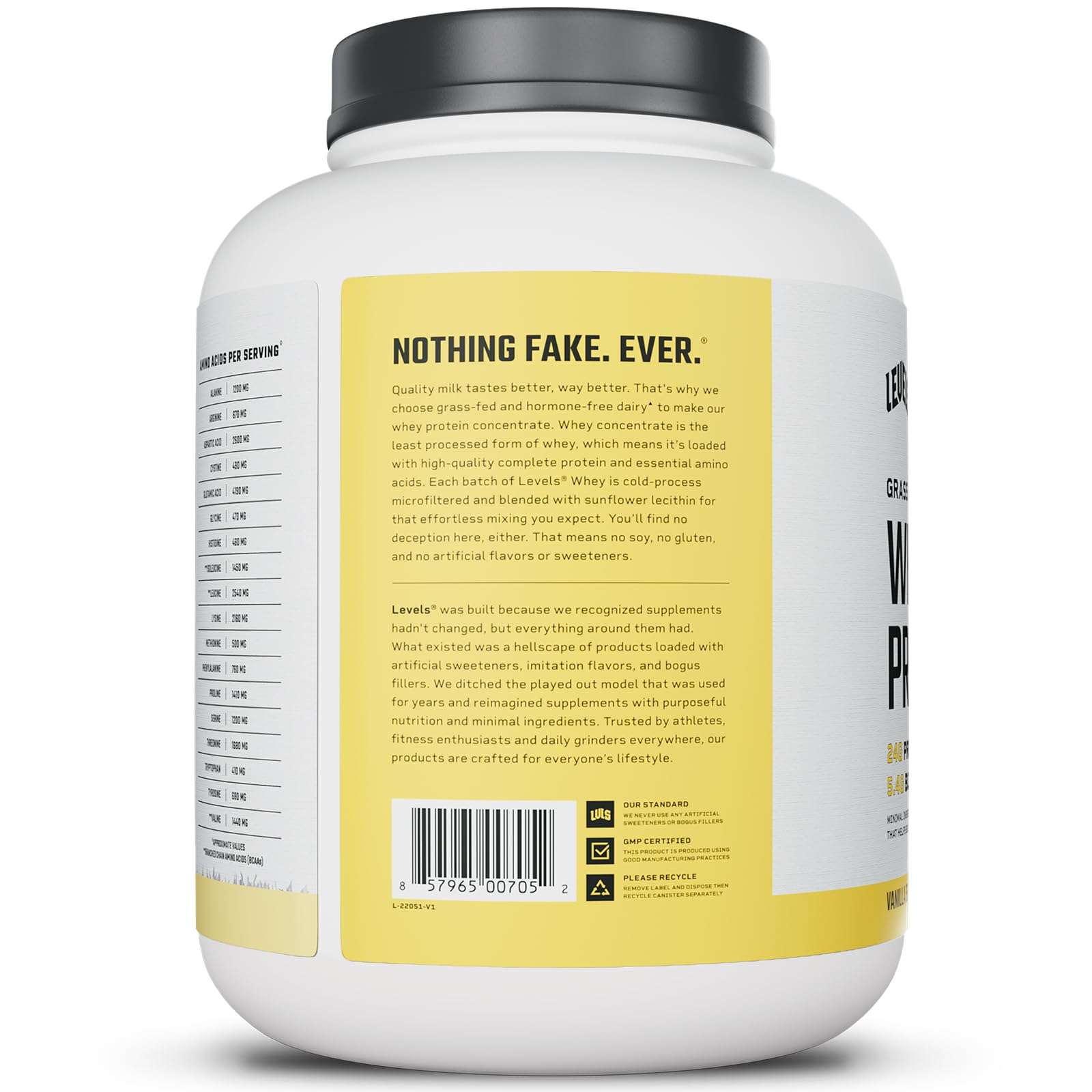 Levels Grass Fed Whey Protein Powder, No Artificials, 24G of Protein, Vanilla Bean, 5LB - Image 8