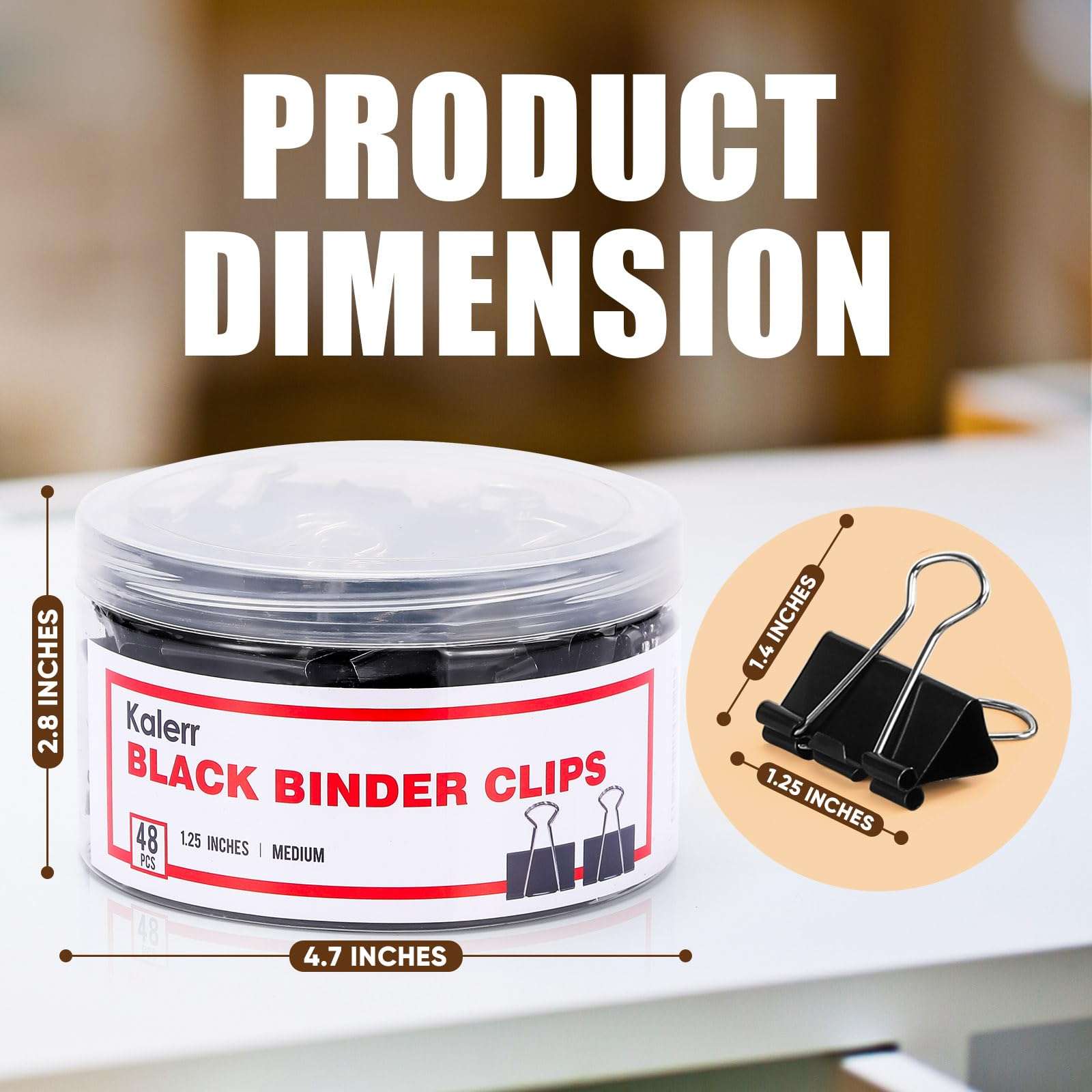 Binder Clips, 48 Pcs Medium Binder Clips, Kalerr Black Binder Clip Medium, 1.25 Inches Office Clip with Container, Paper Binder Clip Office Supplies, Paper Clamps Bulk for Office, Home, School - Image 2