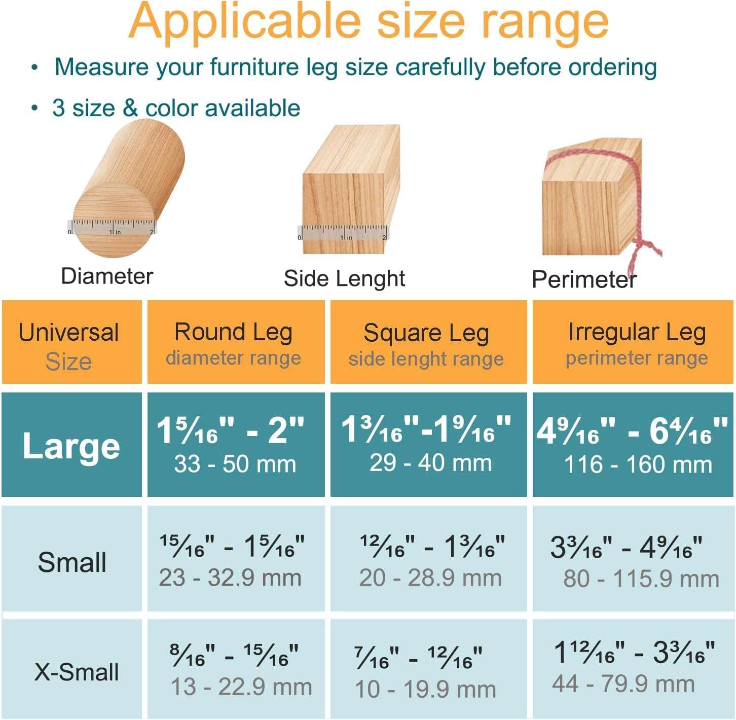 32 Pcs Chair Leg Protectors for Hardwood Floors, Silicone Felt Furniture Leg Cover Pad for Protecting Floors from Scratches and Noise, Smooth Moving，Large(Fit Round Diameter：1-5/16" to 2") - Image 2