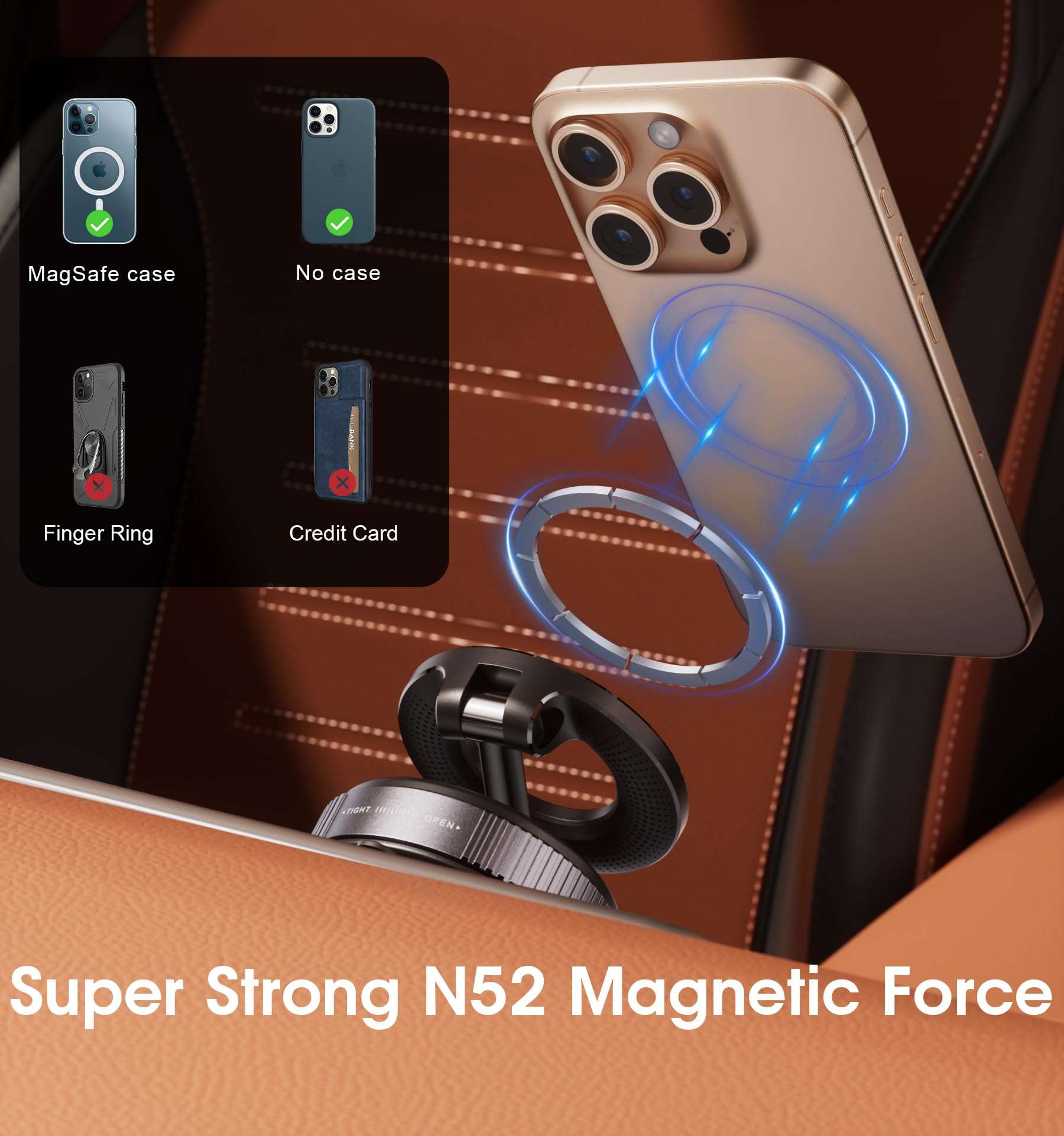 REOKILY 2026 Upgraded Vacuum Magnetic Car Phone Holder 360° Reinforced 96LBS Ultra Suction Cup Phone Mount for MagSafe Cell Phone Holders for Your Car/Gym/Mirror Mount for iPhone & Android - Image 8