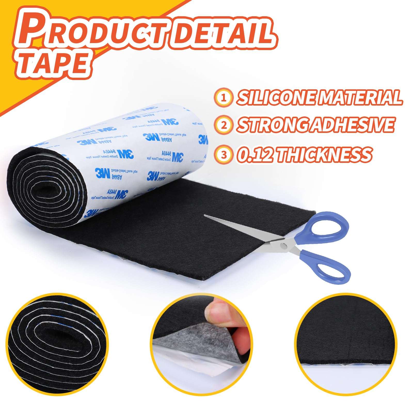 VOCOMO Felt Furniture Pads, Non Slip Self Adhesive Cuttable Felt Tape Black Heavy Duty Felt Strip Roll for Protecting Hardwood Floors Chair Wall Protector (40 x 5 x 0.12 Inch) - Image 6