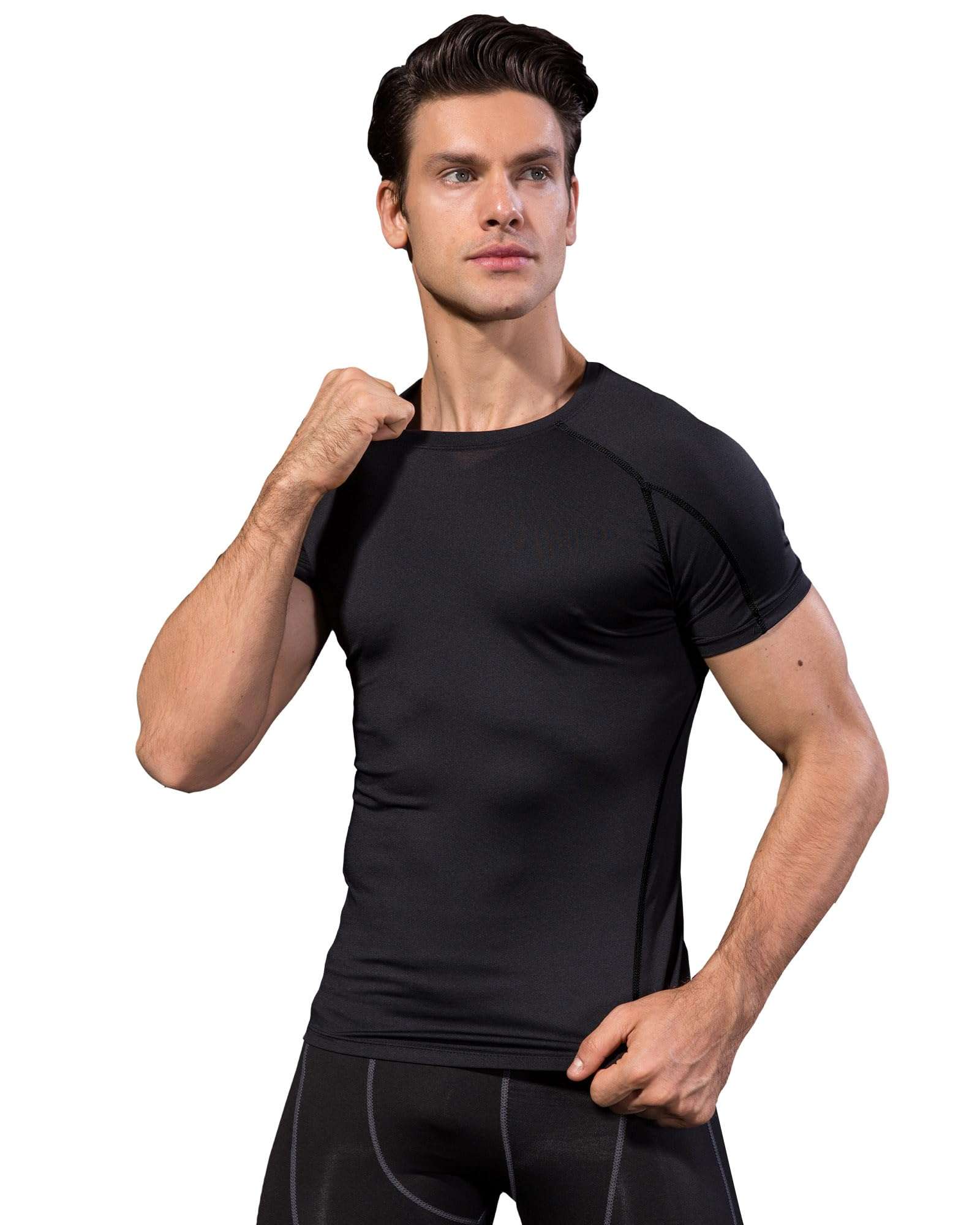 Men's Athletic Short Sleeve Stretch Compression Shirts Performance T-Shirt Running Workout Tops Quick Dry Baselayer - Image 2