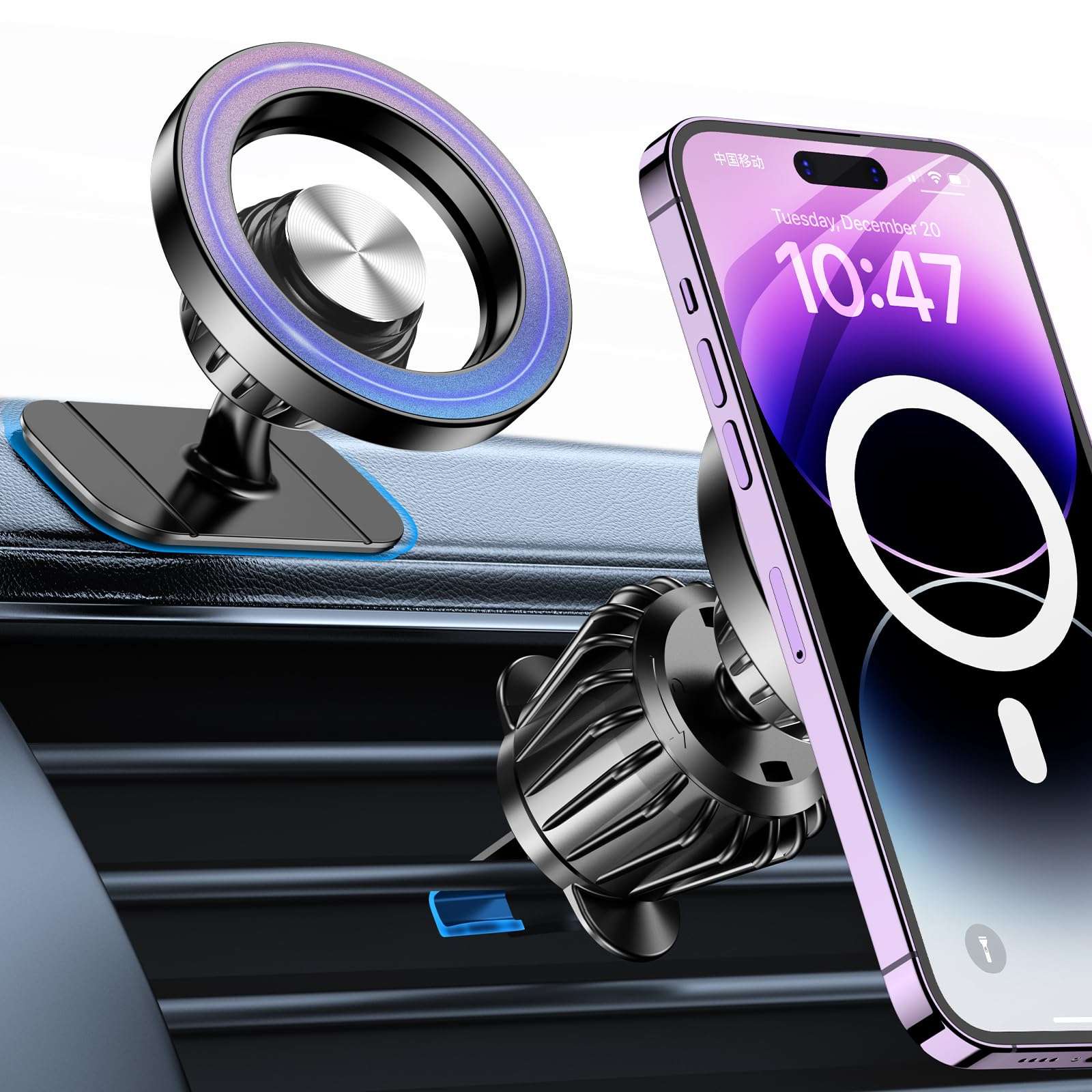 Kaistyle for Magsafe Car Mount【20 Strong Magnets】 Magnetic Phone Holder for Car Phone Holder Mount Dash Cell Phone Holders for Your Car Accessories for Women Men for iPhone 17 Pro Max 16 15 14 13 12 - Image 1